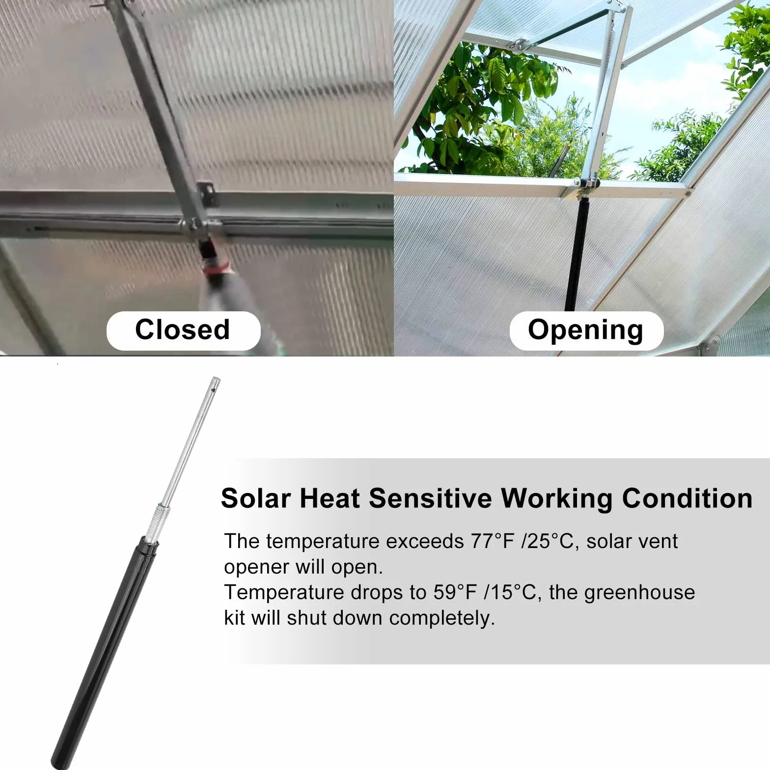 Ouvre-fenêtre Automatique pour Serre Solaire 7kg (2PCS)