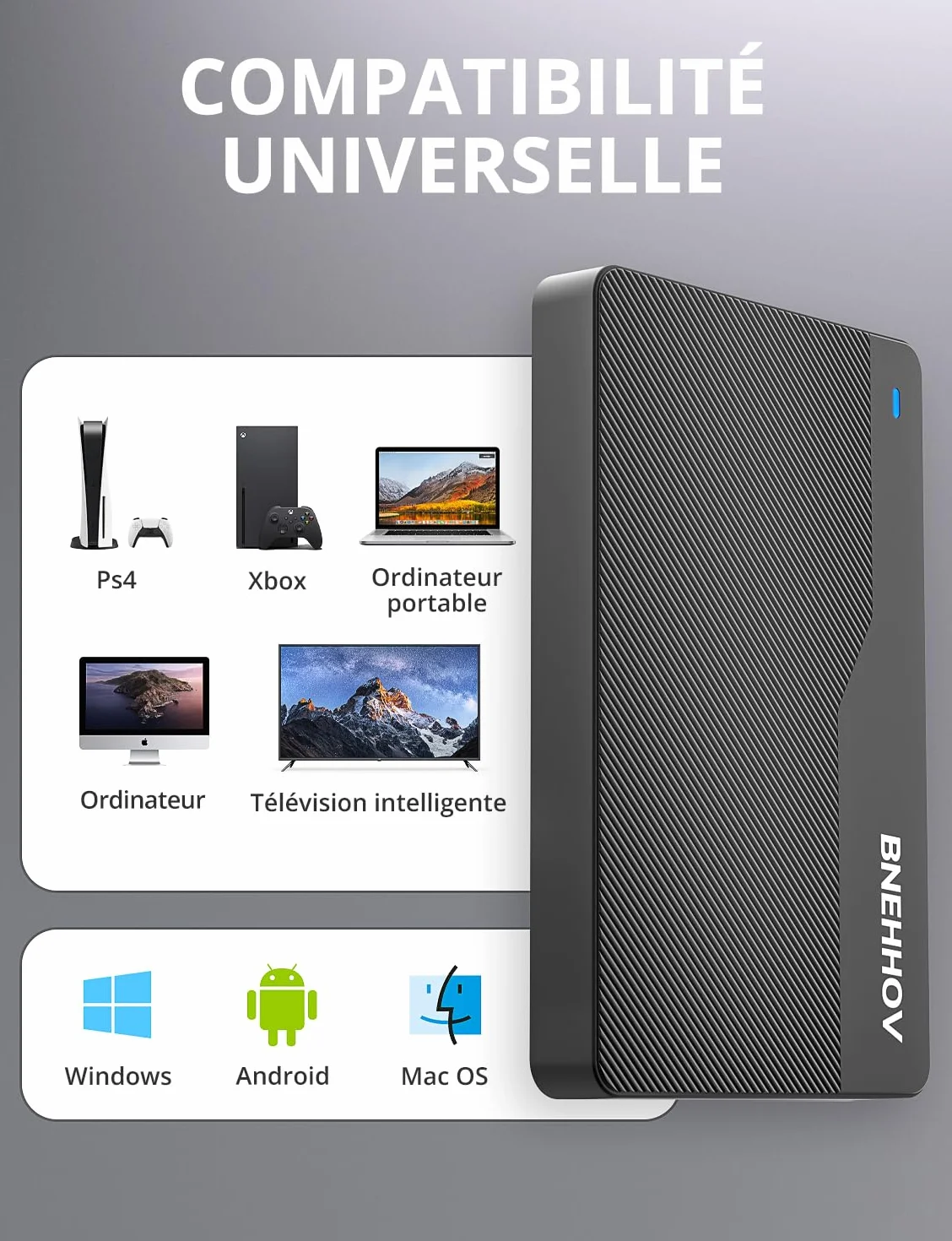 Disque Dur Externe Portable 500Go 2.5'' USB 3.0 HDD pour PS4 PC Mac Xbox