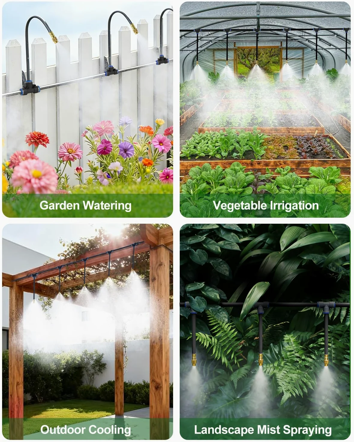 Système d'irrigation goutte à goutte, 60 m, 0,8 cm, kit d'arrosage de jardin amélioré en 2026 avec 32 buses en cuivre réglables à 360°, système d'arrosage automatique pour plates-bandes surélevées