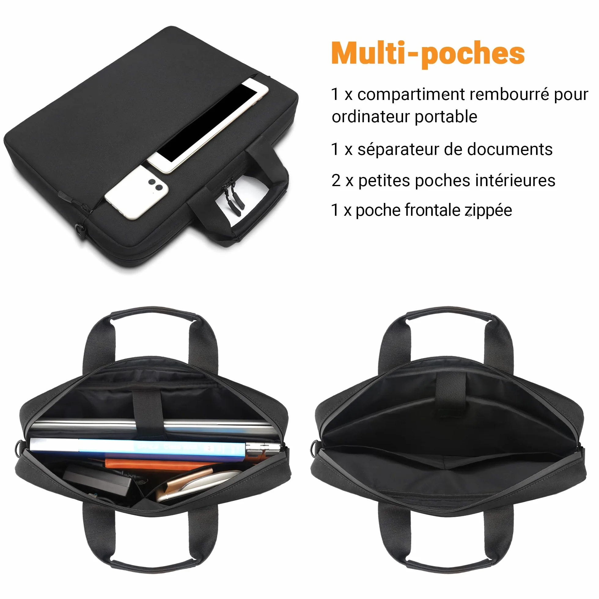 TECOOL Sacoche Ordinateur Portable 17,3 Pouces Imperméable Housse pour Lenovo Acer ASUS Dell HP Samsung Laptop Noir