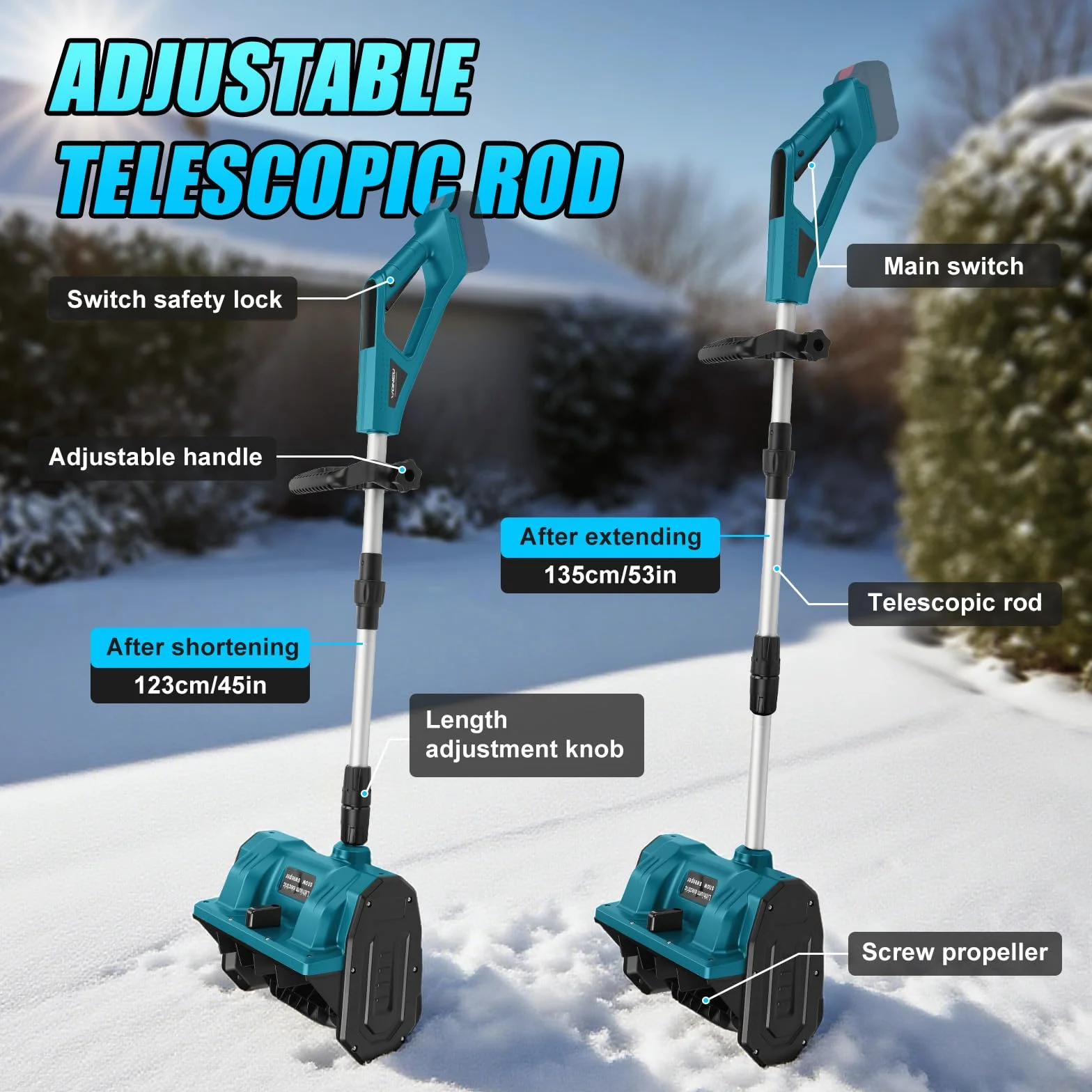 Makita 18V Souffleuse à Neige sans Fil, Fraise à Neige Pliable, Projection 8m, Largeur 28cm, 3500 r/min