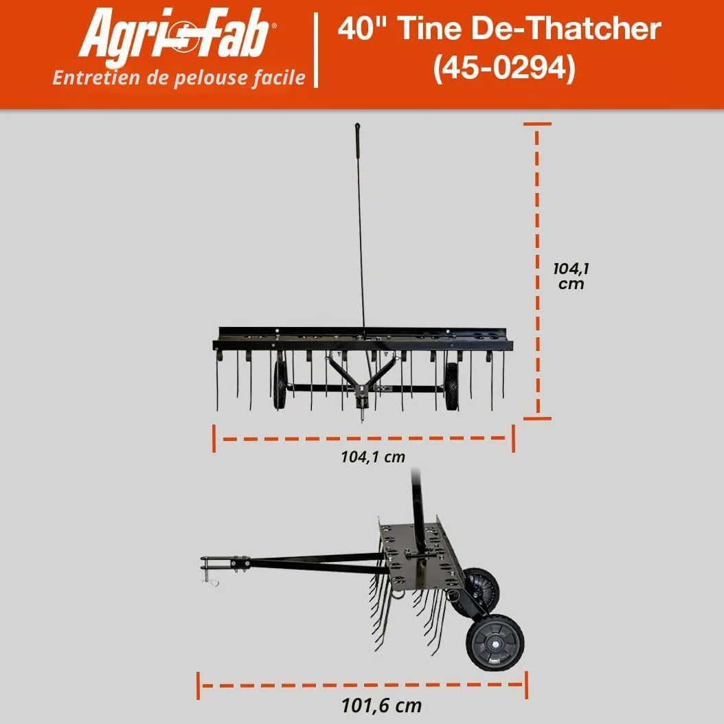 Agri-Fab AG45-0294 Démousseur tracté avec dents ressorts Noir Largeur de travail 102 cm