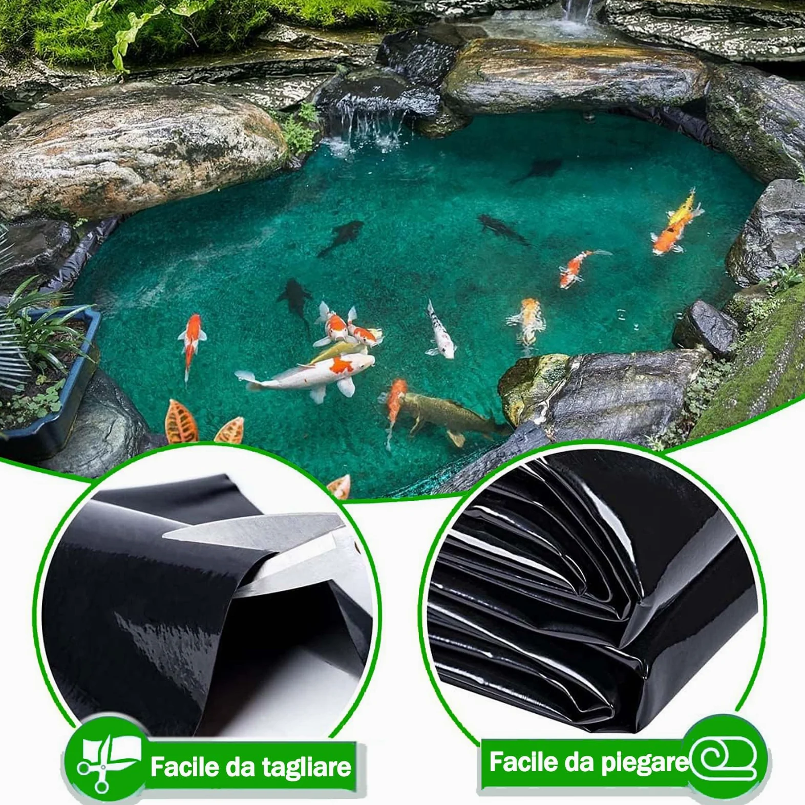 Bâche de Bassin en PEHD 10 x 11 m, Membrane Flexible et résistante pour Piscine de Jardin, Couverture indéchirable pour bassins, Jeux d'eau et fontaines, idéale pour Les Grands Jardins.