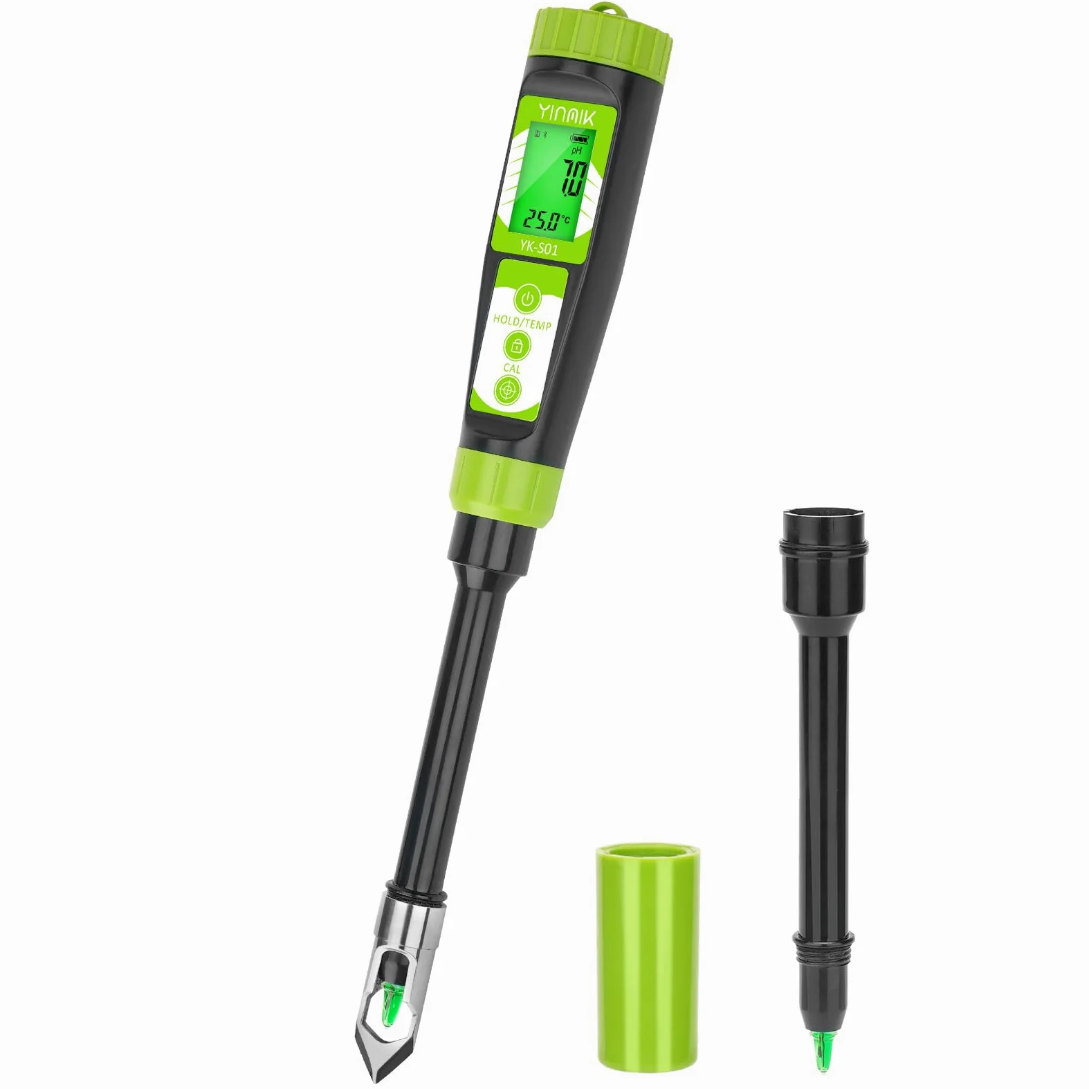 YINMIK Testeur de pH du Sol pour Jardiniers avec Sonde Supplémentaire | pH-Mètre Numérique pour Terre de Jardin, Mesure du pH de la Solution de Terreau, pH Mètre pour Sol, Hydroponie, Plante