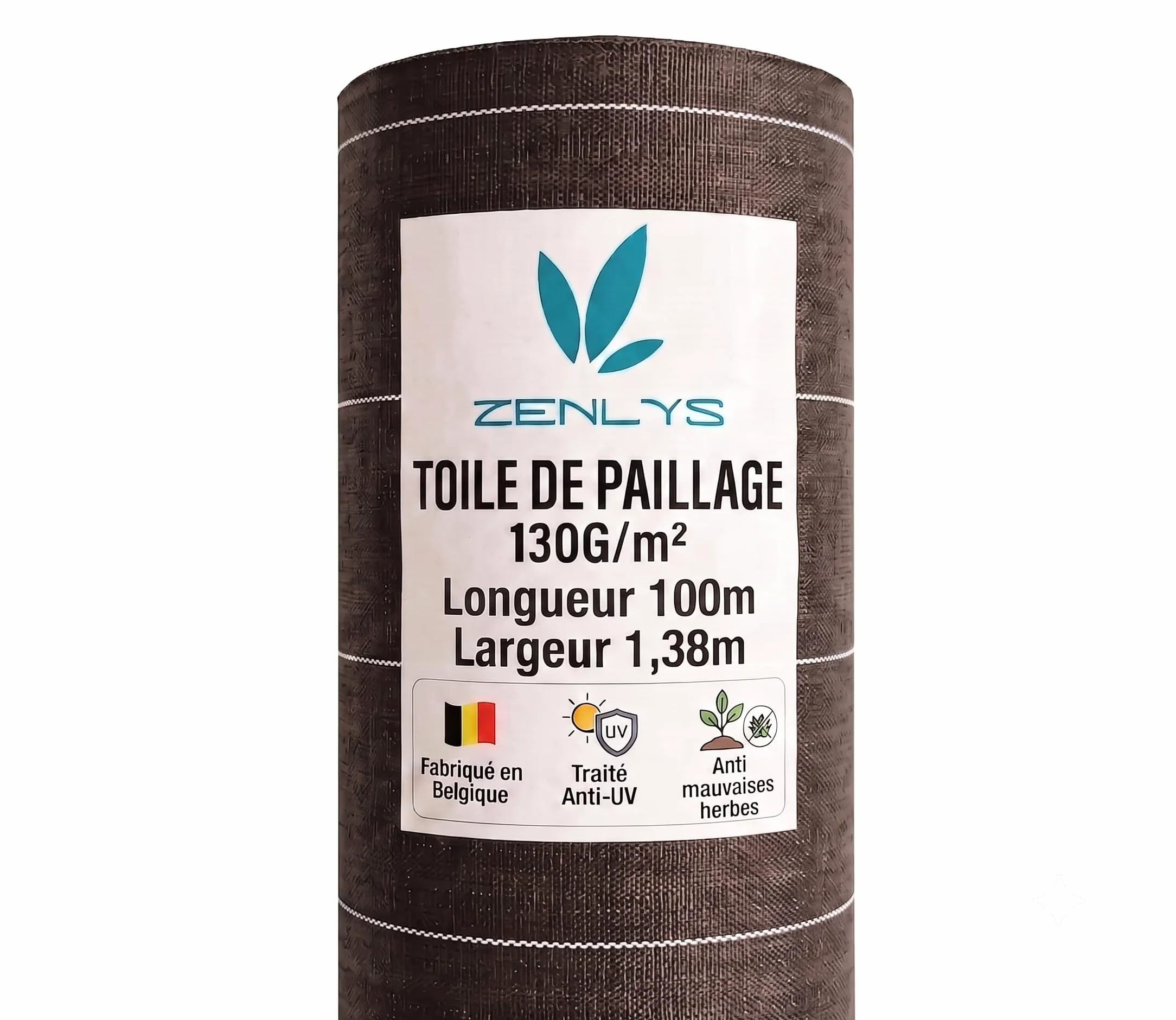Toile de paillage Marron 130gr m2 tissée Anti-Mauvaises Herbes Largeur 1M38 Longueur 100m Bache Geotextile 1M