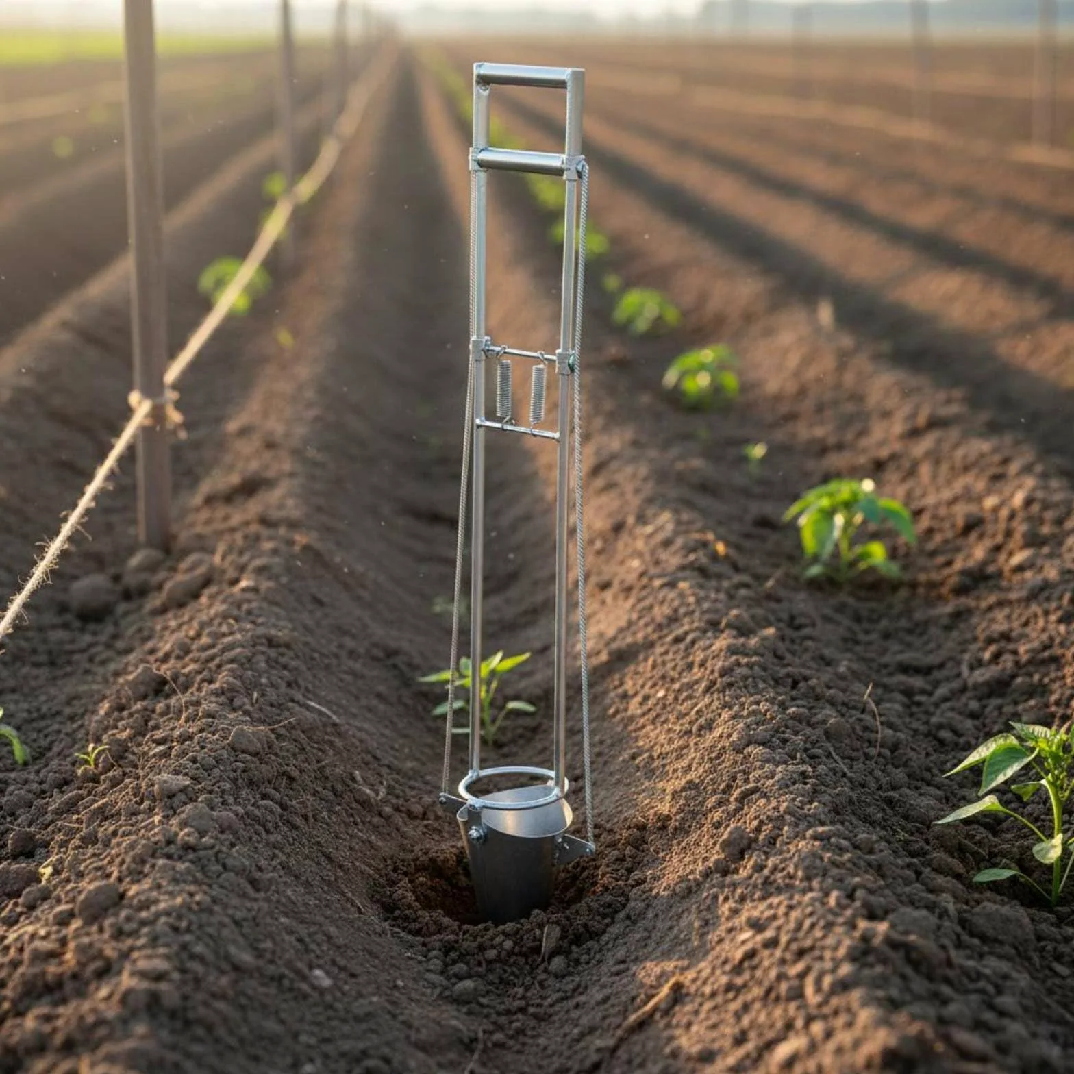Handheld Seedling Planter Planteur de Transplantation Outil Manuel de Repiquage Replanteur à Main Planteur Longue Poignée Acier pour Améliorer Le, Standard