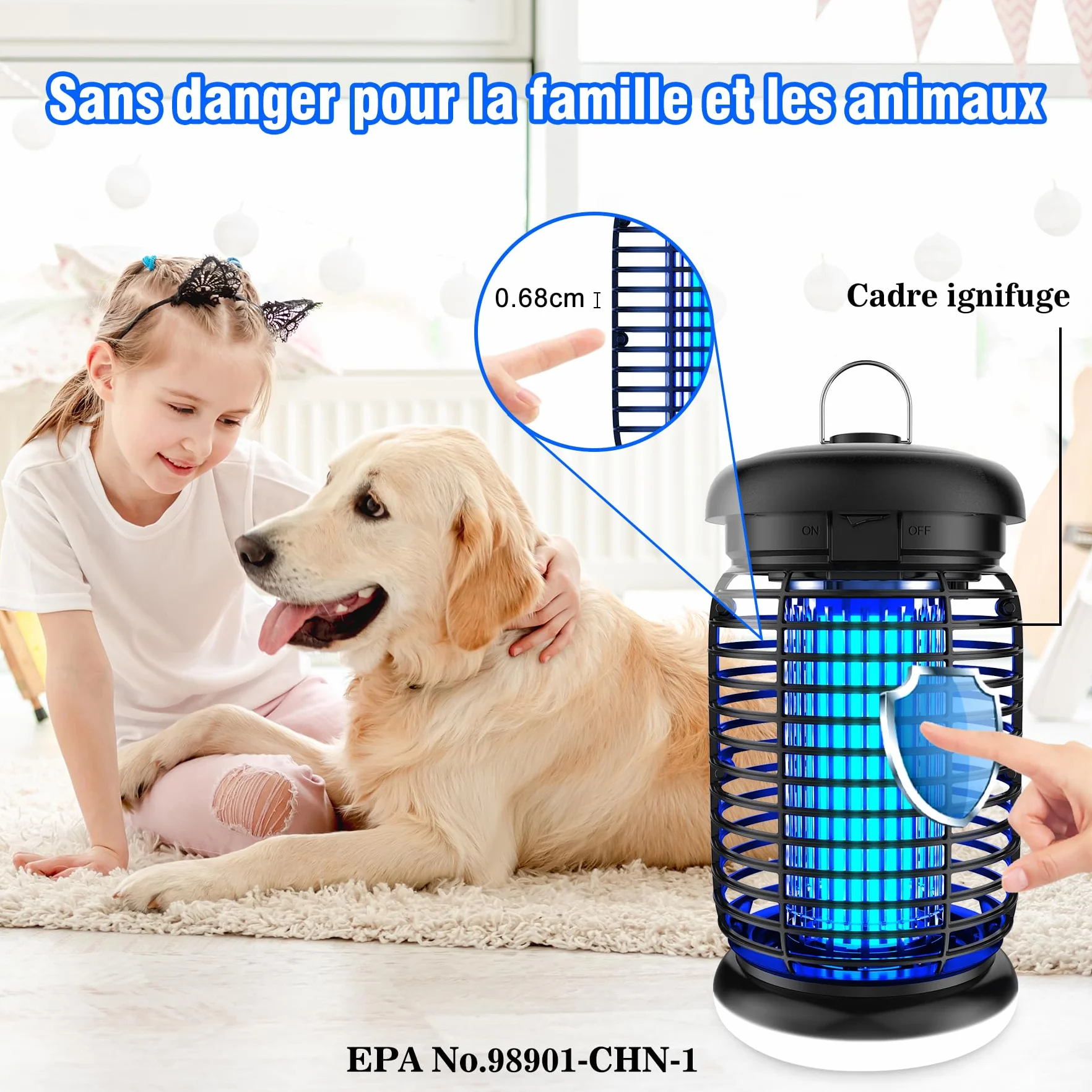 Seenlast Lampe Anti Moustique 15W 4200V UV Tueur d'Insectes Électrique Étanche 140m² Intérieur Extérieur