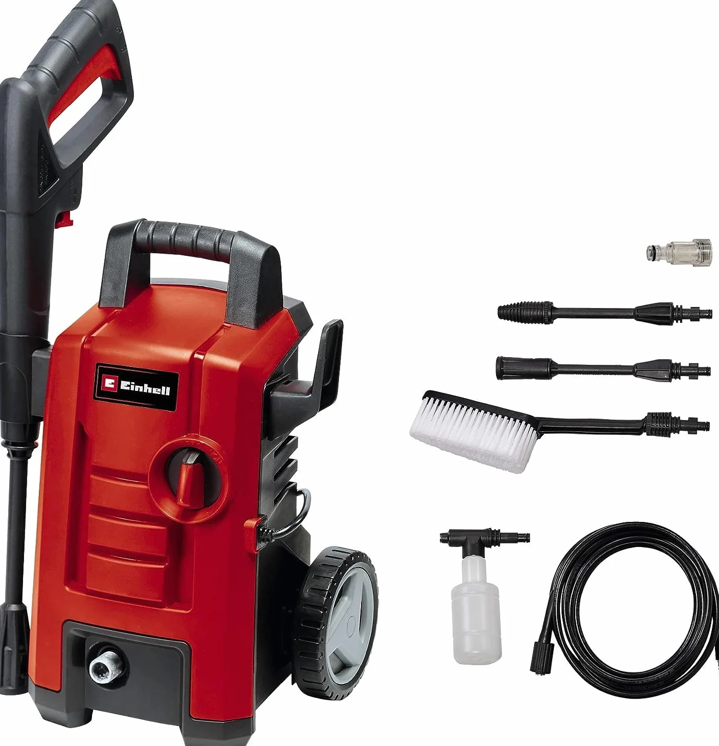Einhell Nettoyeur Haute Pression TC-HP 130 | 1500 W | 130 bar | système Quick-Couple | flexible HP | pistolet | lance | diverses buses | brosse