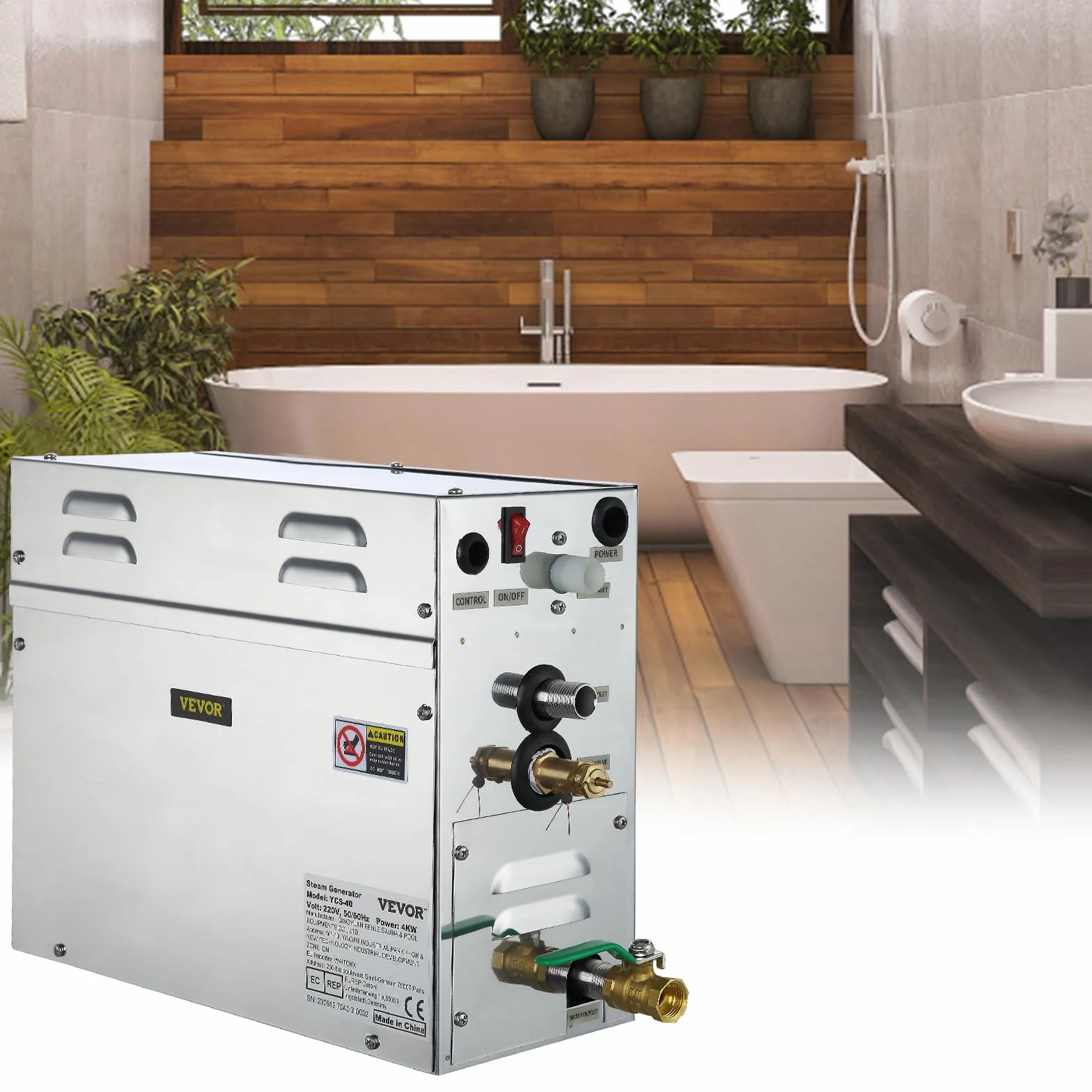 Générateur de Vapeur Sauna 9 KW 220 V 8,5-11,3 m³ 35 ℃-55 ℃ LT-90