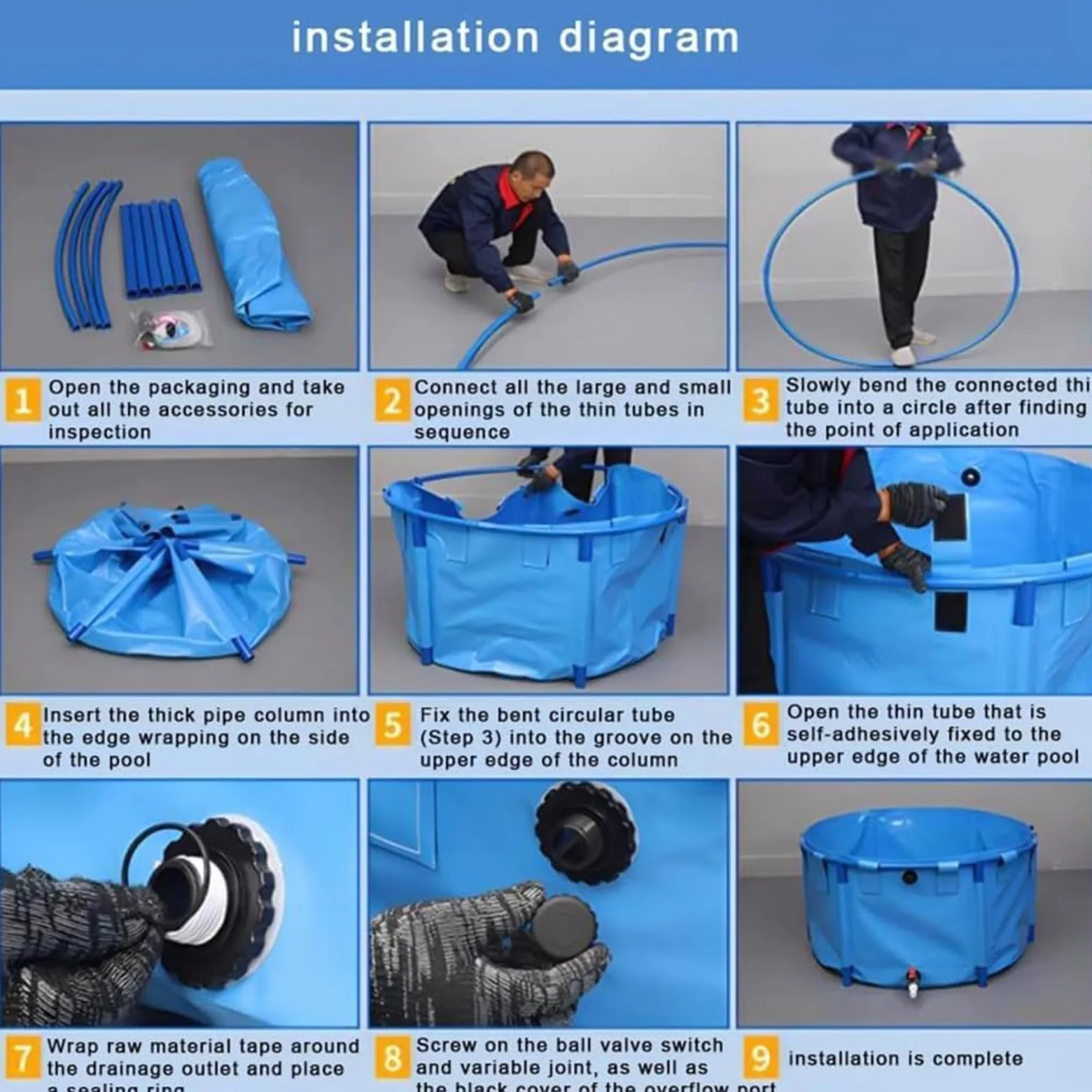 Générique Bassin à Poissons Pliable en Toile - Réservoir d'eau Hors Sol Durable et Facile à Installer pour carpes koï, Plantes Aquatiques et Irrigation de Jardin