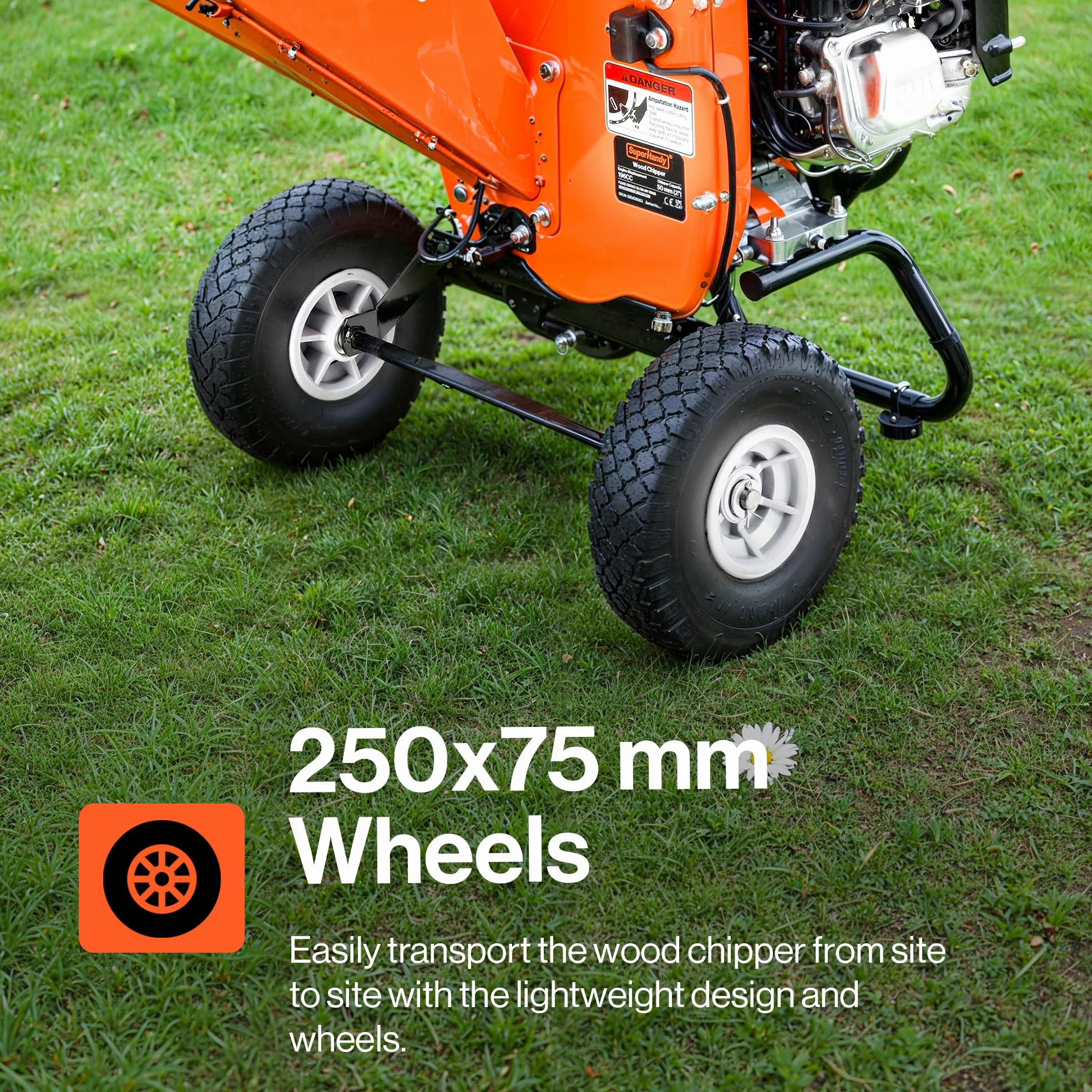 SuperHandy Mini broyeur de branches, 196 cm³, coupe jusqu’à 50 mm | Rapport 15:1; construction en acier robuste pour l’entretien du jardin, l’aménagement paysager et le nettoyage saisonnier