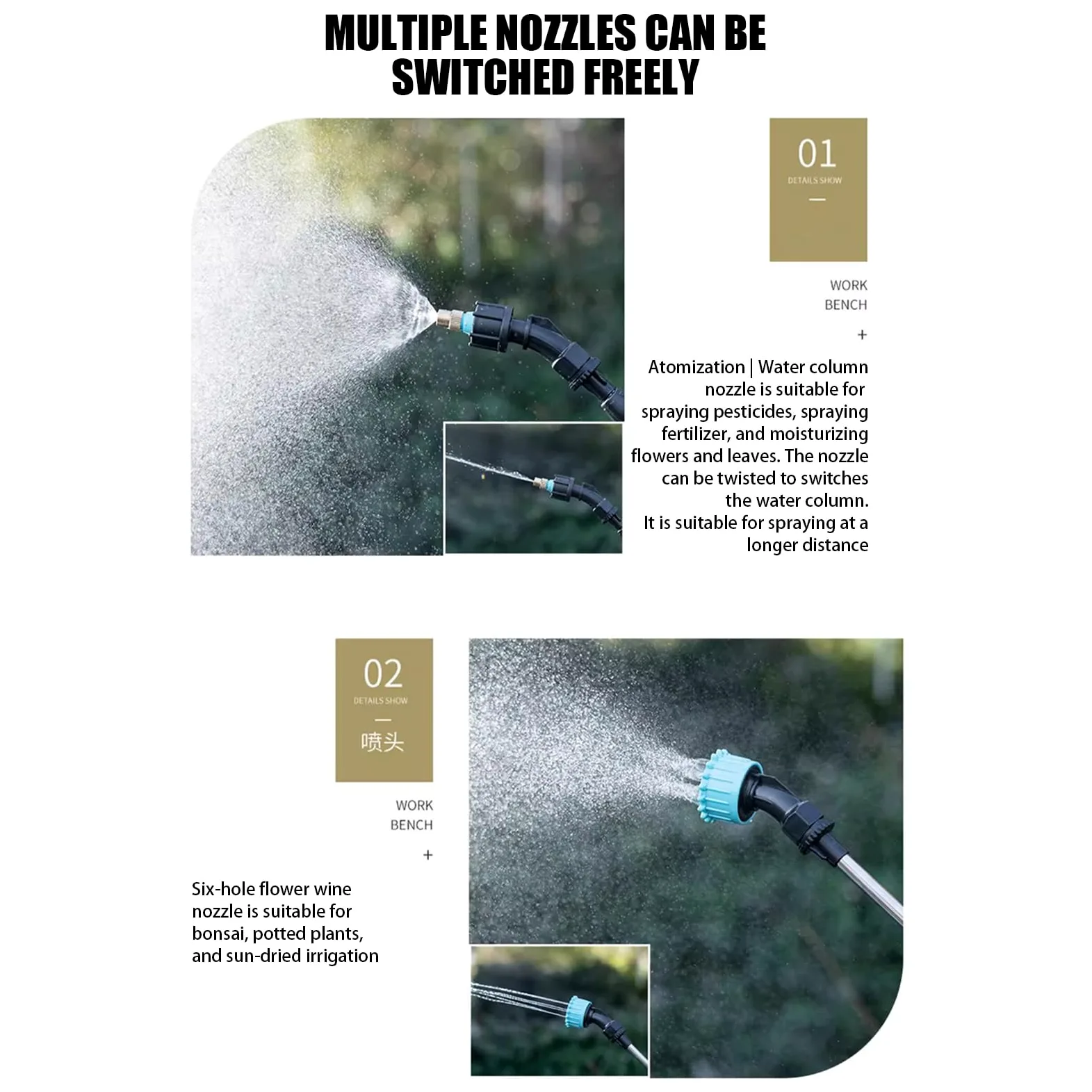 Pulvérisateur À Pompe Électrique Outil d'Arrosage à 3 Buses | Pulvérisateur De Pelouse 5L Avec Bandoulière Et Lance Télescopique Pour Extérieur Pelouse Jardin Piscine Soin Des