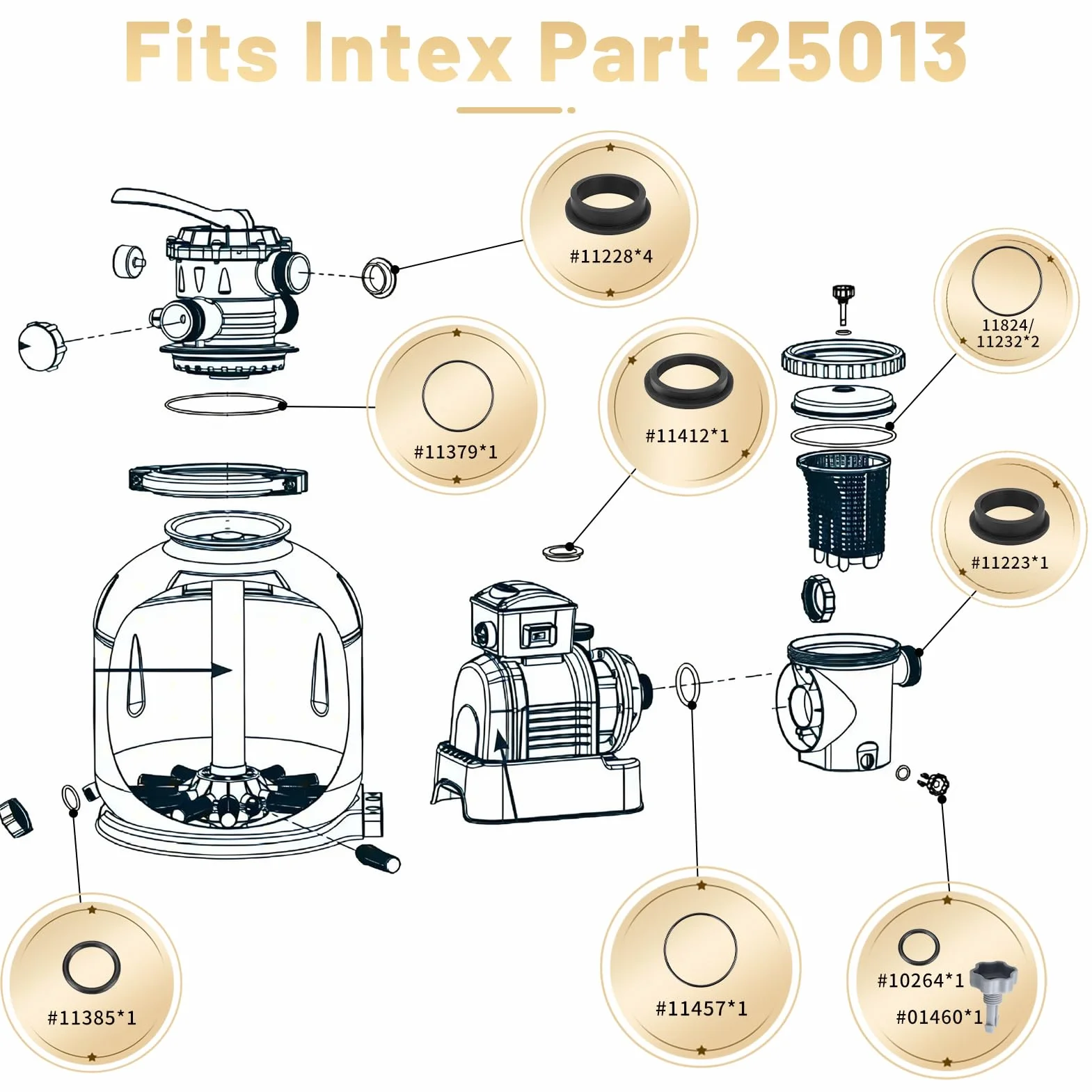 Kit Réparation Piscine Intex 12 Pièces Joints Toriques & Soupape Décharge d'Air