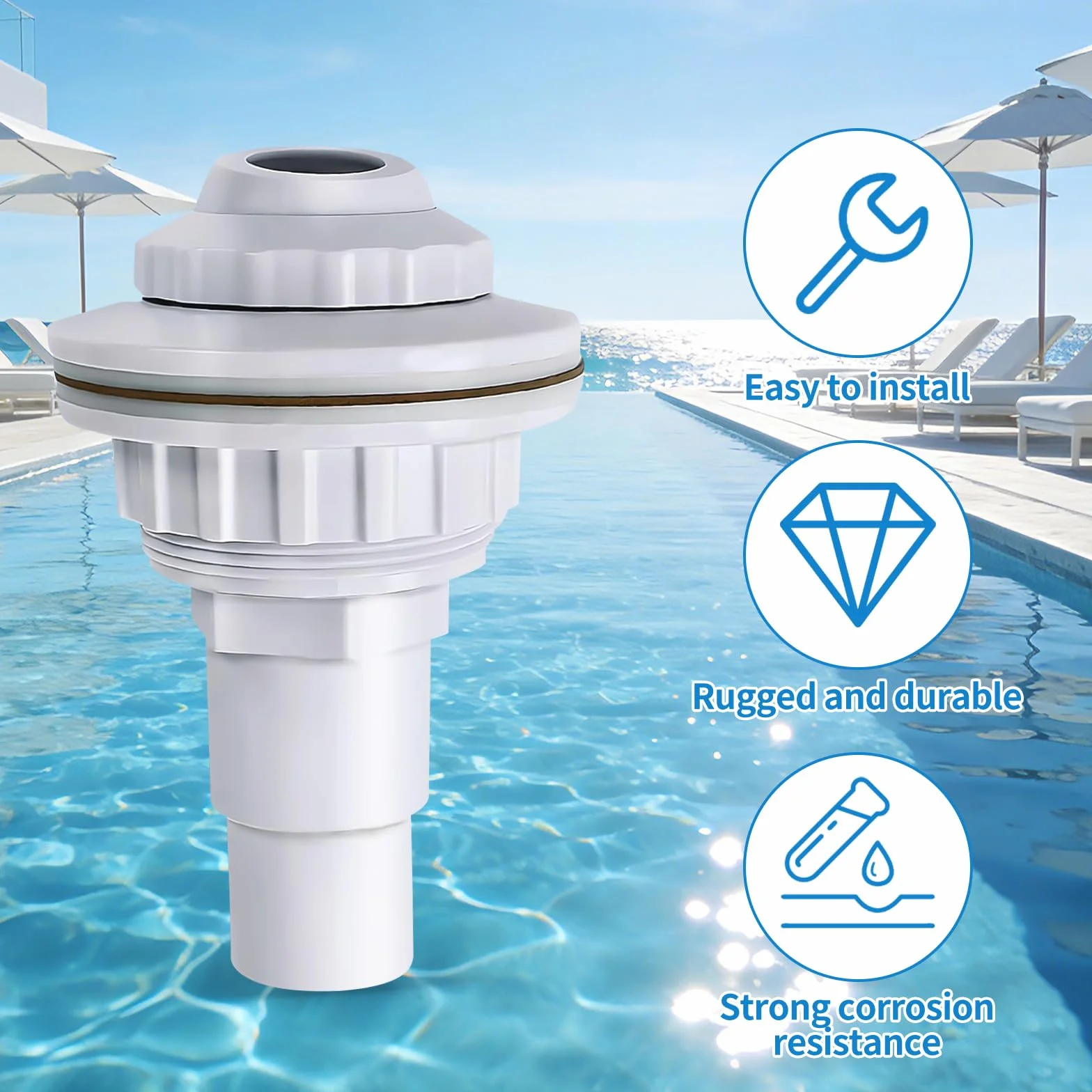 Buse d'entrée pour Piscine Réglable, Buse de Refoulement avec Tête Pivotante 32 mm 38 mm