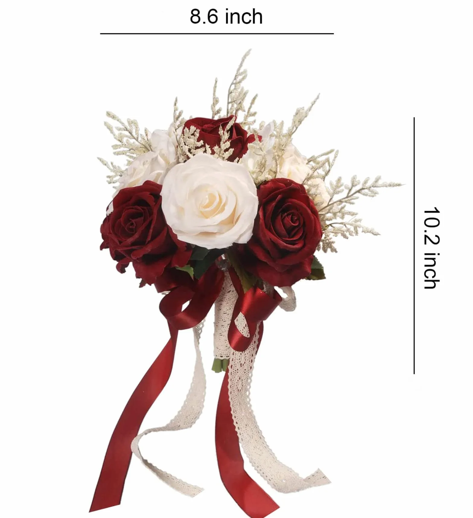Bouquets De Mariage Champagne Blanc Rose Bordeaux Fleurs Artificielles Mariée Décoration Maison Église