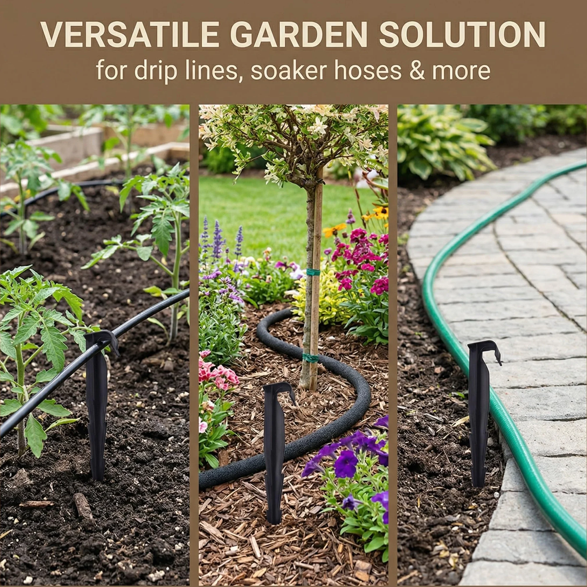 Piquets de Fixation Noirs pour Tuyau Goutte à Goutte 16mm, Lot de 30, Système d'Irrigation