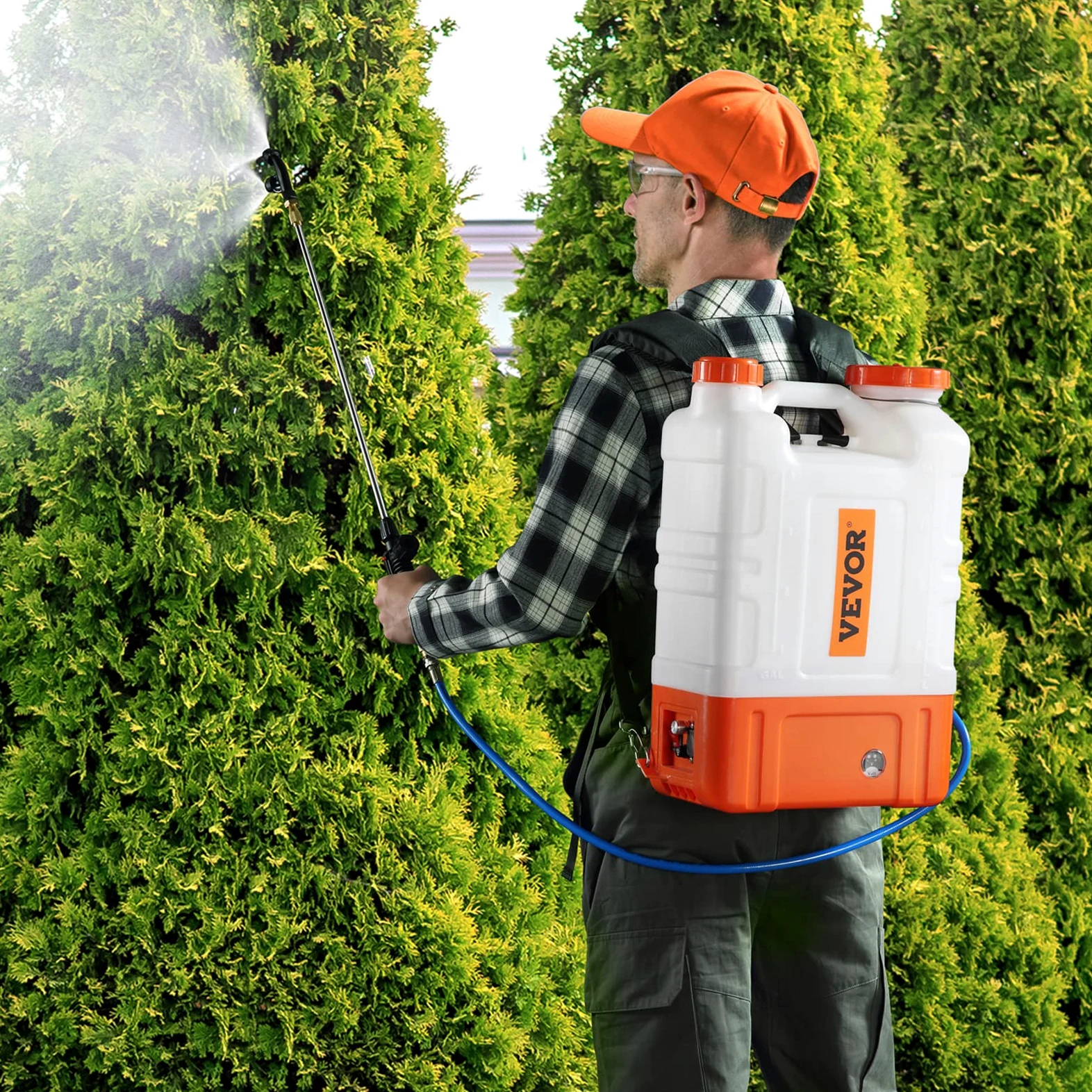 VEVOR Pulvérisateur à Dos avec Chariot, Pression réglable 0-94 PSI, réservoir 15 L sur Roues, avec 8 Buses, 2 Baguettes, Couvercle à Large Ouverture pour Jardin, désherbage, pulvérisation, Nettoyage
