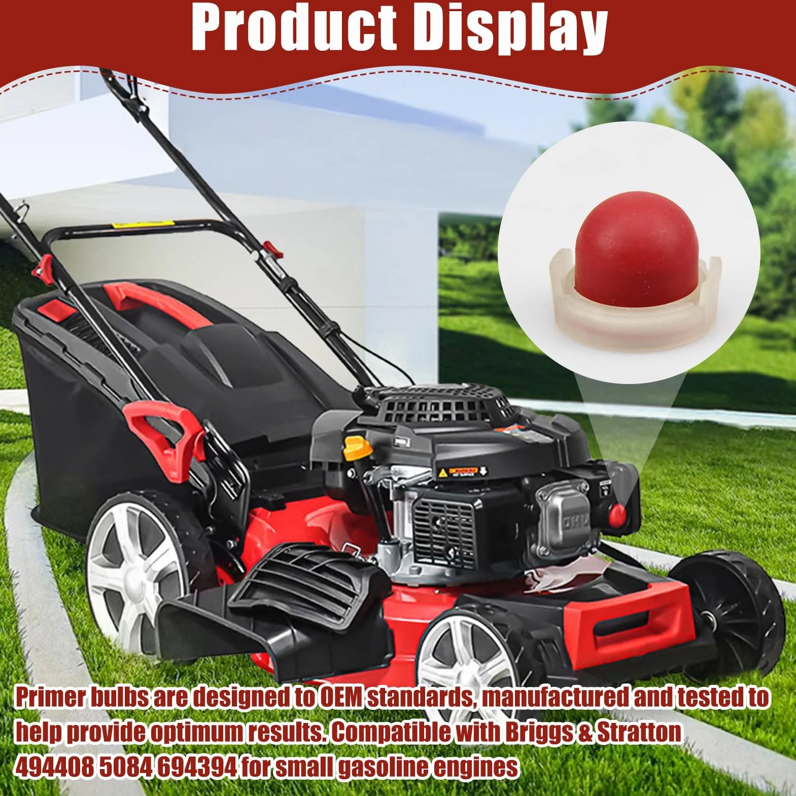 Poire d'Amorce de Carburateur pour Tondeuse, Scie à Essence, 694394 4178 5084H 494408, Rouge