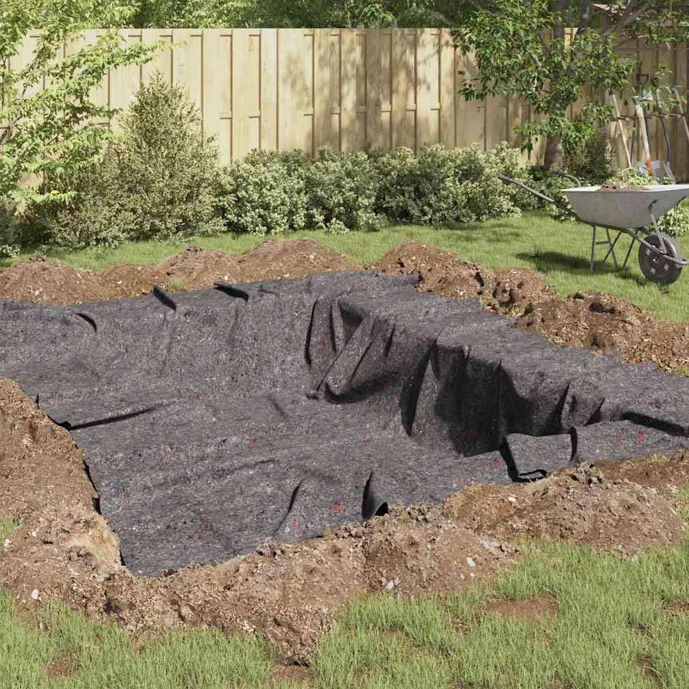 vidaXL Feutre de bassin Gris 1 x 10 m Polyester et coton, Bâche de jardin étanche pour étang