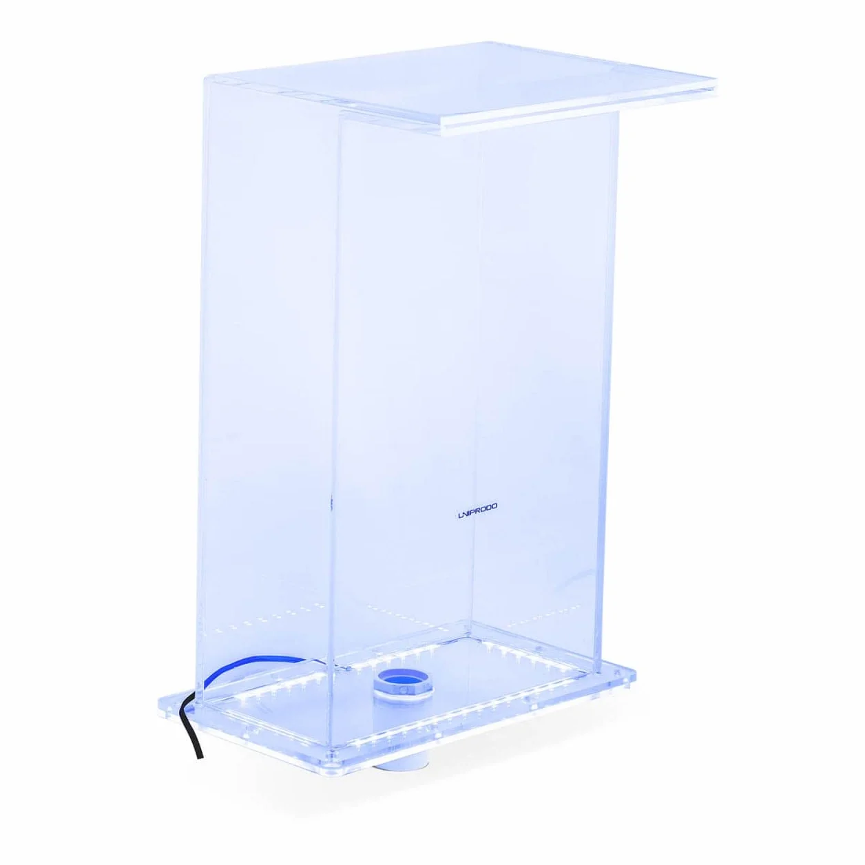 Douche cascade 52 cm de haut Éclairage LED Bleu 310 mm Sortie d'eau Fontaine de jardin Cascade en acrylique