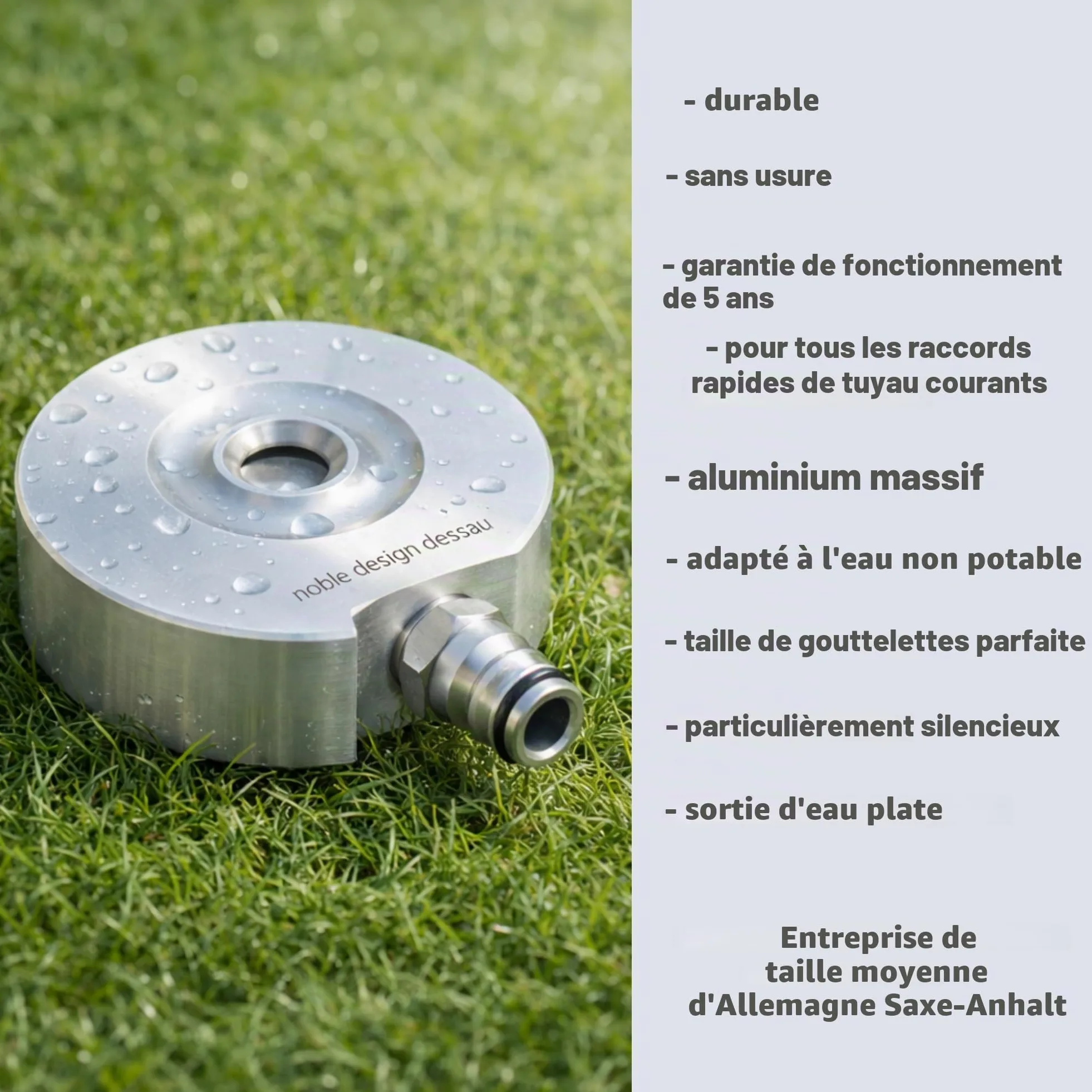 Arroseur de pelouse, type arroseur de sol, fabriqué en Allemagne, en aluminium massif