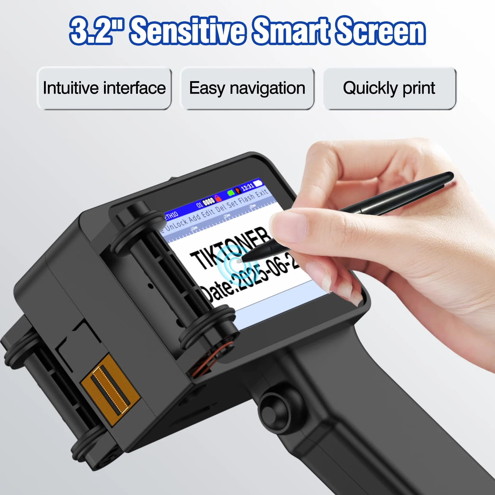 Imprimante à Jet d'encre Portable TH10 Mini 42ml Séchage Rapide Hauteur 2-12,7mm Codage Texte Date QR Code