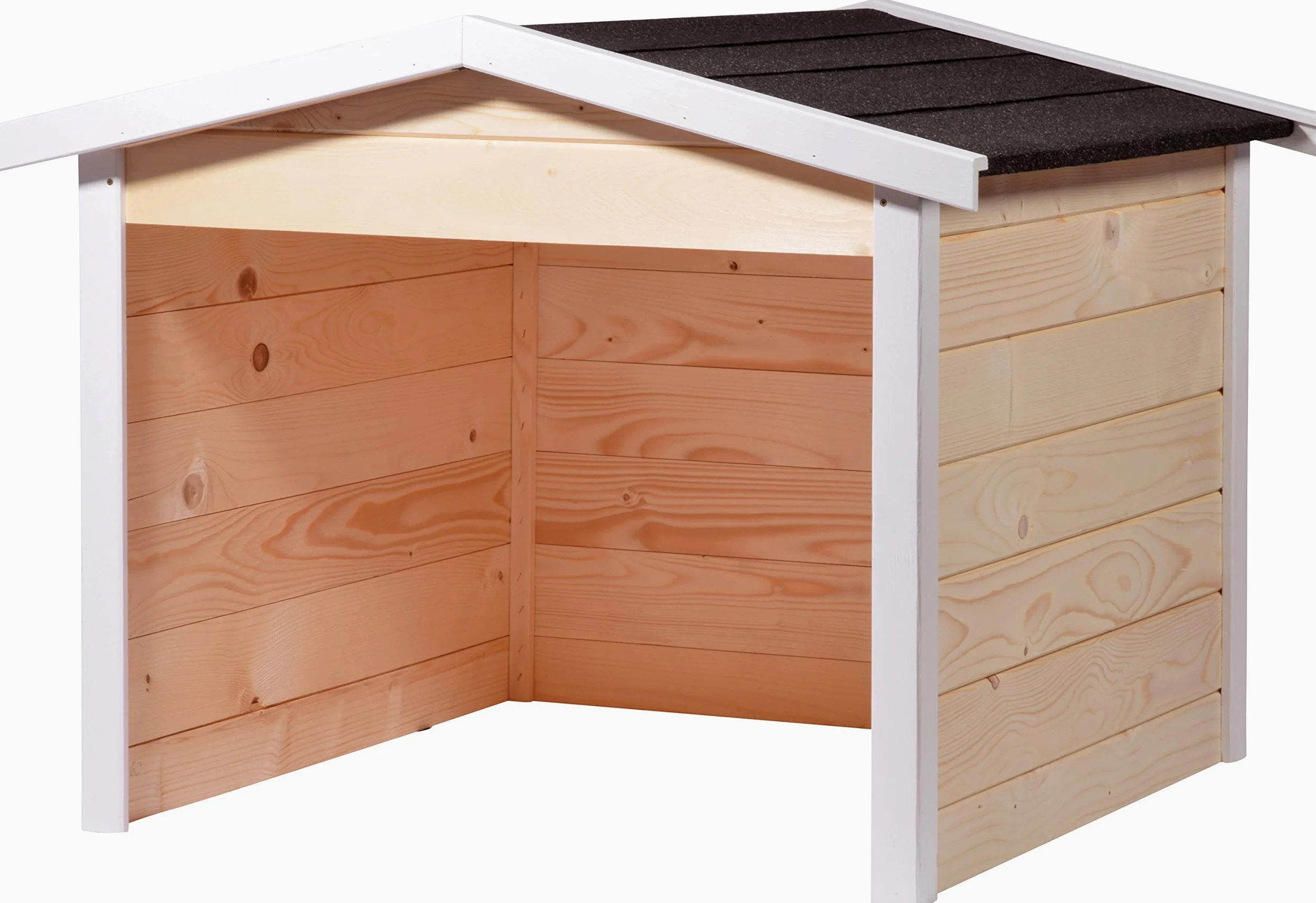 dobar® Garage pour Robot Tondeuse, en Bois, en kit, avec Toit bitumé, 76 x 68 x 52 cm, Naturel/Blanc