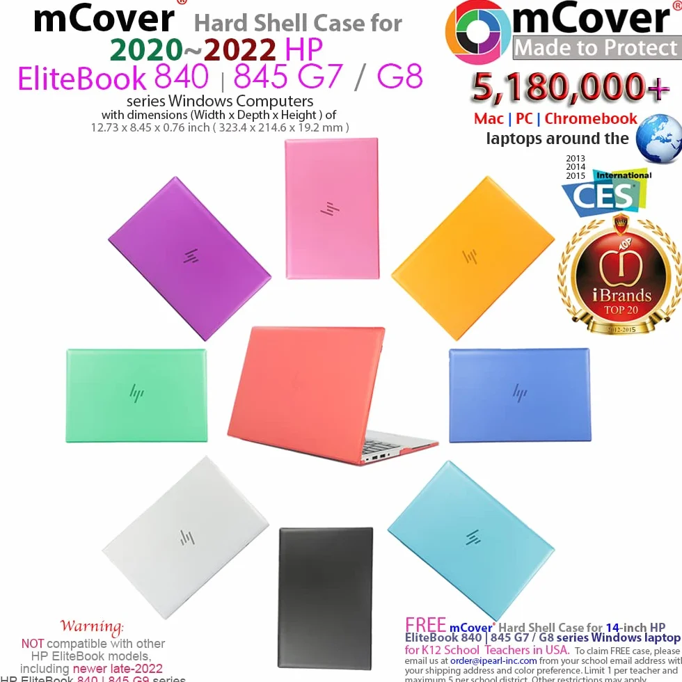mCover Coque Compatible HP EliteBook 840 G7/G8 14" Noir