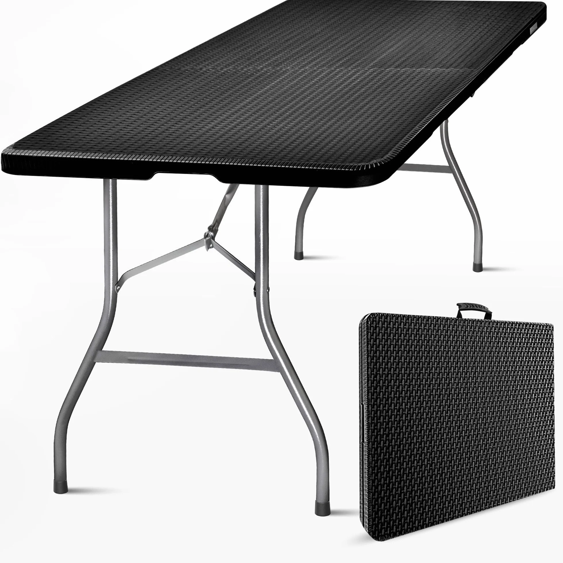 Table Pliante Rectangulaire 180 cm 6/8 Personnes HDPE 3,5 cm Pied Acier Jardin Camping