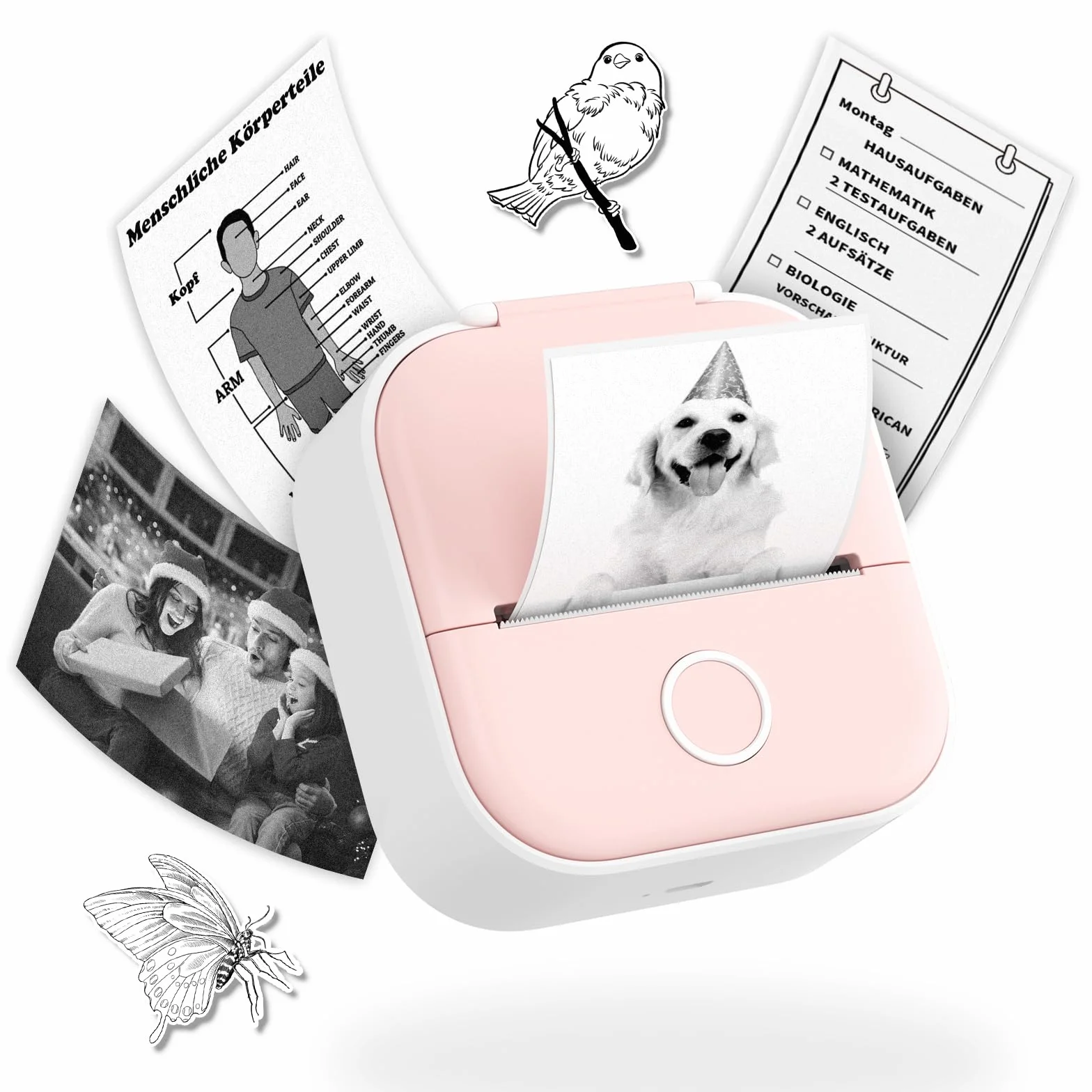 Mini Imprimante Thermique Portable T02, Autocollant pour Téléphones et Tablettes, Compatible iOS Android