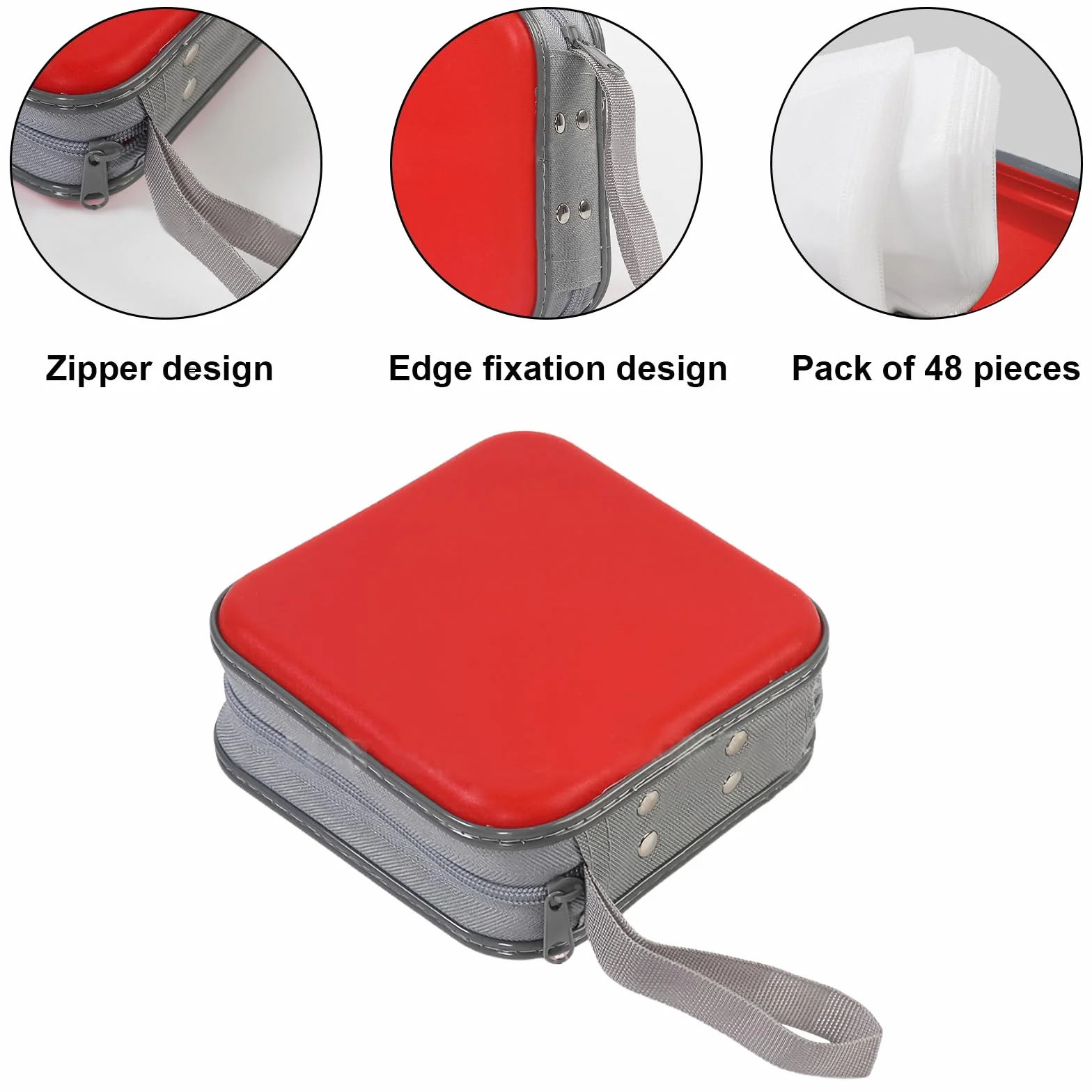 Étui de rangement en plastique pour 48 CD/DVD, rouge