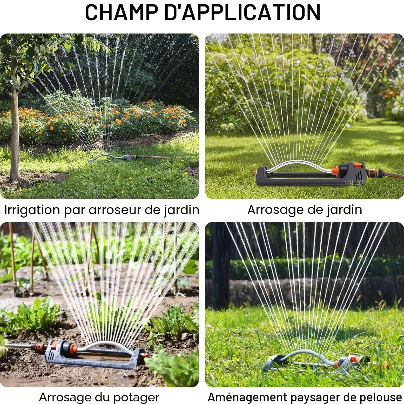Arroseur Automatique à Arc à 19 Trous avec Fonction pivotante pour pelouses et parterres de Fleurs