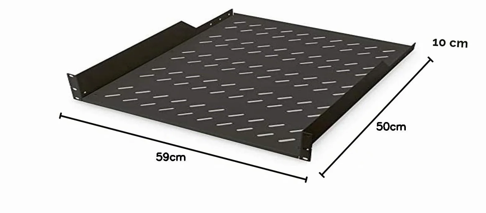 DIGITUS Tablette fixe 19 pouces 2UH fixation avant charge admissible 25 kg noir