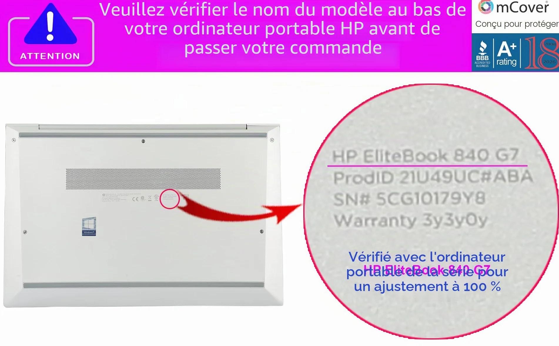 mCover Coque Compatible HP EliteBook 840 G7/G8 14" Noir