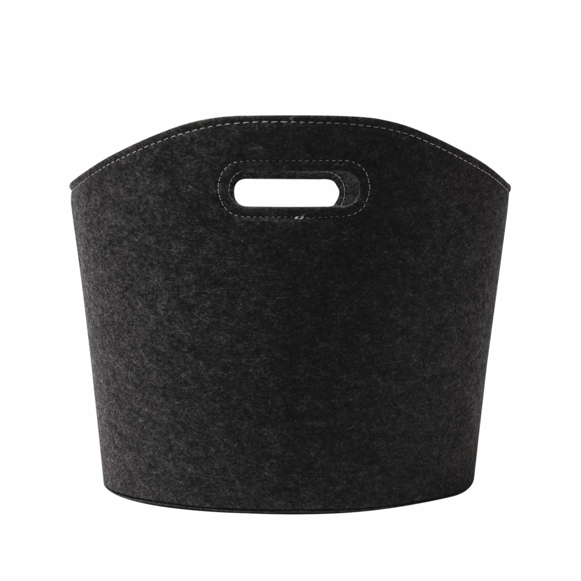 Panier à bûches rond feutre gris Ø39 x H31 cm pliable rangement jouets magazines