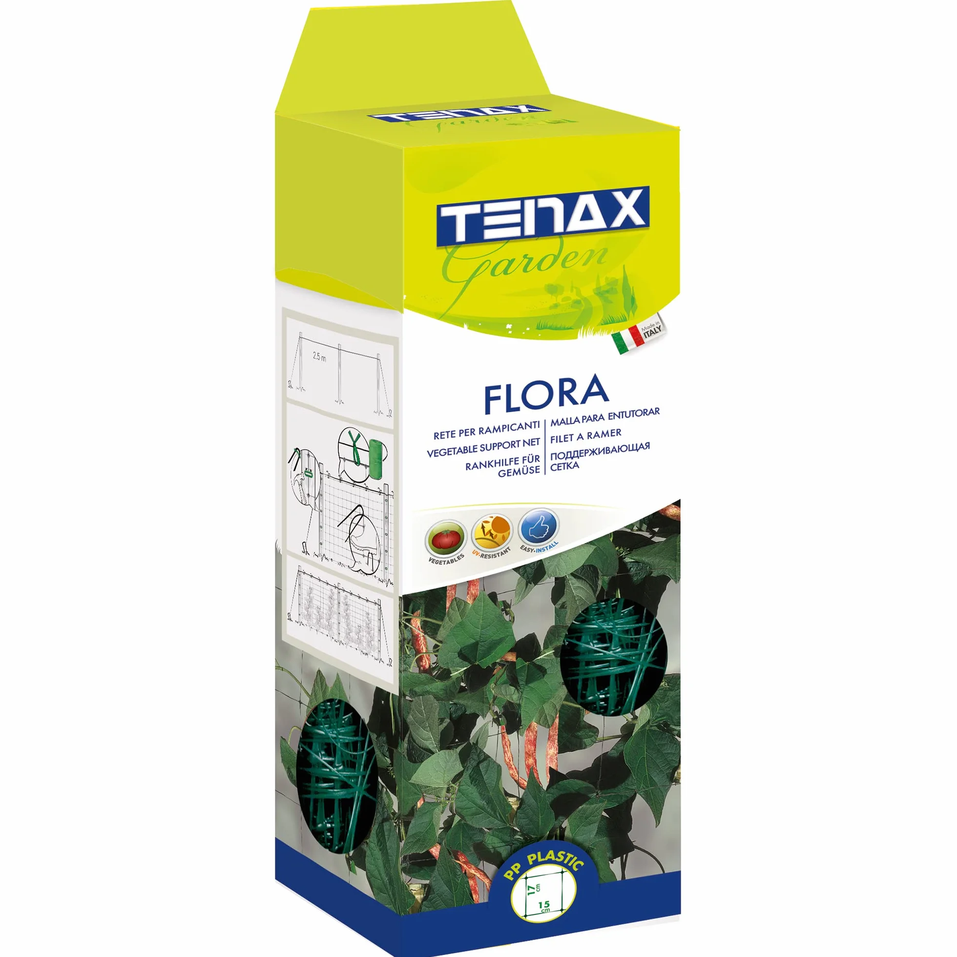 TENAX Filet à Ramer Flora 2,00x10 m Vert pour Plantes Grimpantes Potager
