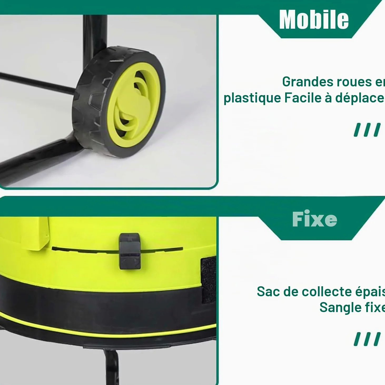 Qiang Broyeur De Feuilles électrique 2500w - Hachoir sans Lame Sécuritaire, 8000 TR/Min - Trémie Large 54cm - Ratio De Broyage 17:1 pour Compost - 208l/Min - Léger avec Roues noPowercord