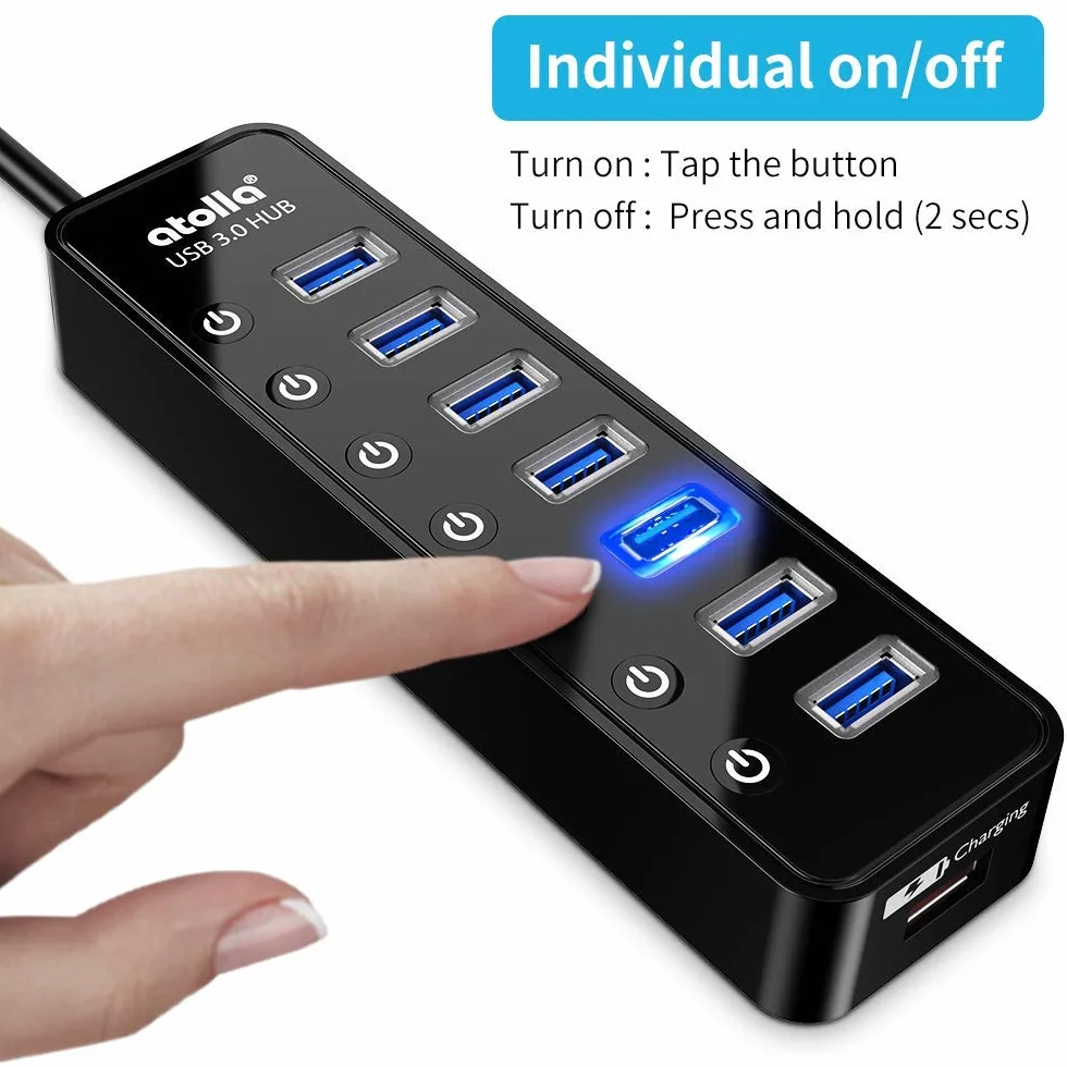 Hub USB 3.0 7 Ports Alimenté avec Interrupteur Indépendant 5V/4A 20W