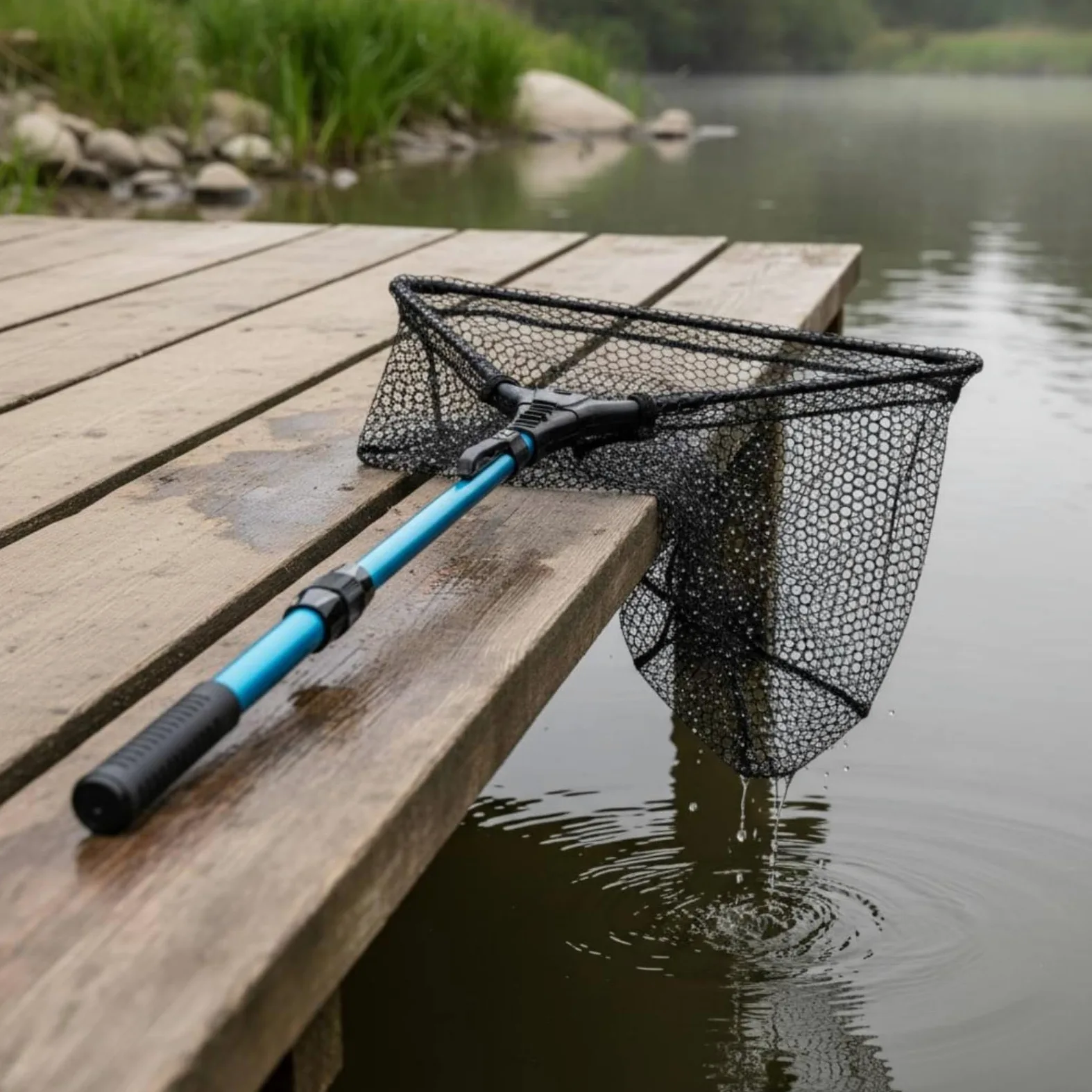Milageto Épuisette de Pêche Pliable Épuisette Triangulaire Filet d'Atterrissage Manche Télescopique Cadre Solide en Alliage d'Aluminium et Filet en Nylon 6mm