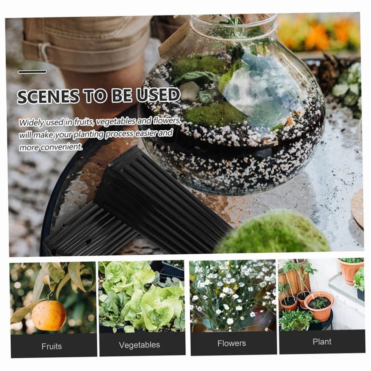 Gatuida Grands Pots de Fleurs Lot de 60 Plastique PP 10x30 cm Aération Plantation