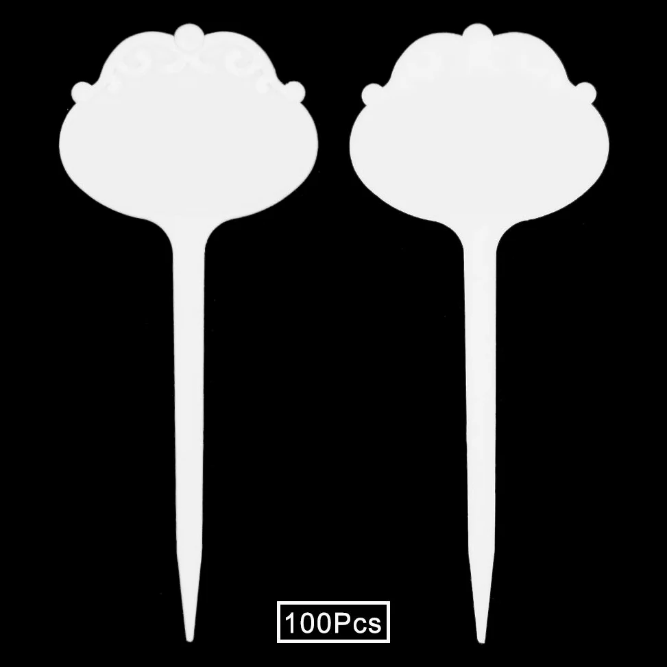 100 étiquettes de plantes type T SumDirect en plastique épais de 2,68x6,5, Étiquettes avec dentelle, marqueurs imperméables de grande dureté Étiquettes de jardin de pépinière ( blanc)