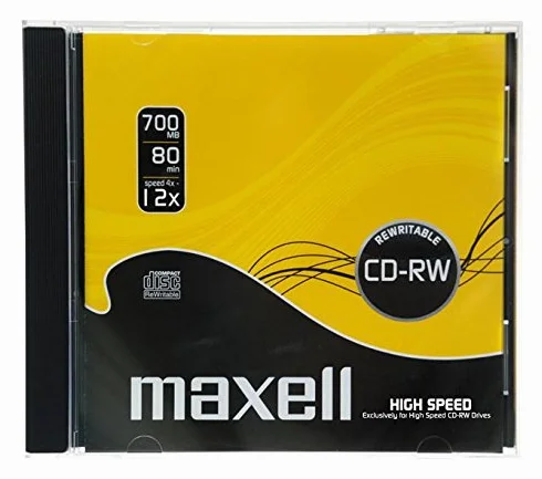Maxell CD-RW 80 mm 4x-12x Boitier cristal 10 mm 1 pièce