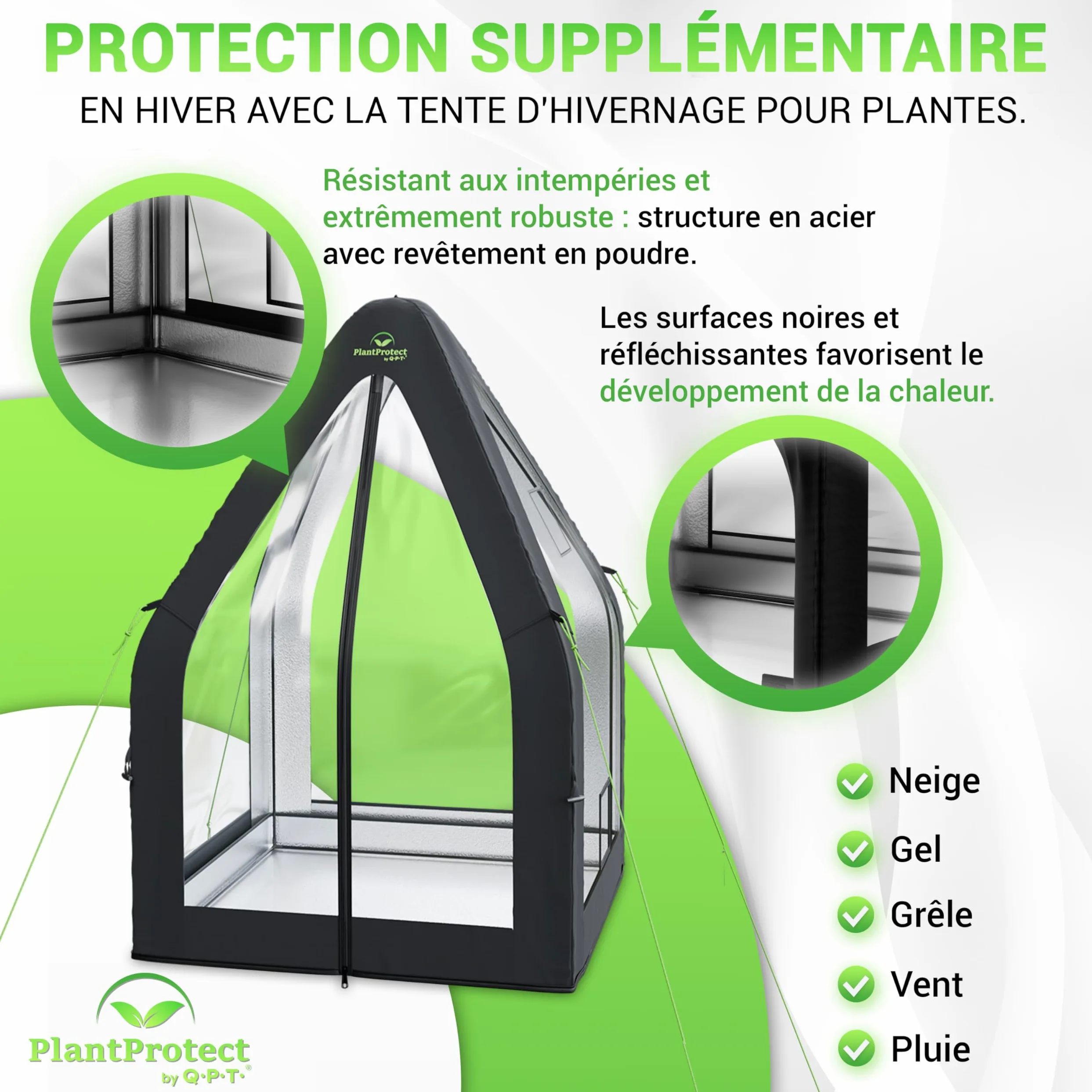 Q.P.T. Serre d'hiver pour Plantes en bac - matériau PVC résistant pour la Protection Contre Le Gel, Le Vent et la Pluie, Montage Facile