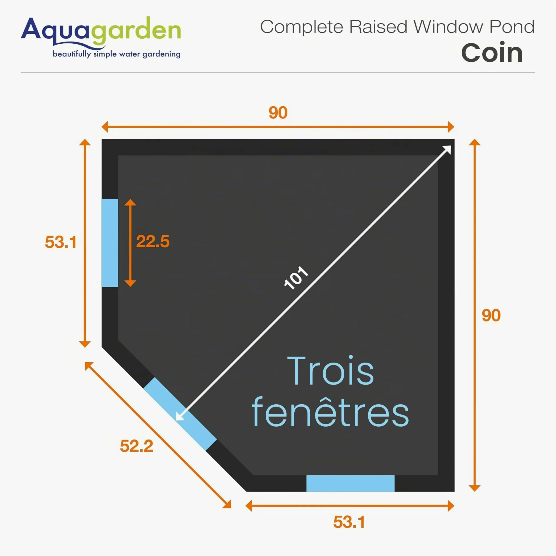 Aquagarden Affinity Pond, Kit de Bassin surélevé vitré - Bassin d'angle, Bassin décoratif, Comprend Le Bassin et Pompe à Eau Inpond 5 en 1 3000 avec clarificateur UV, Trois fontaines