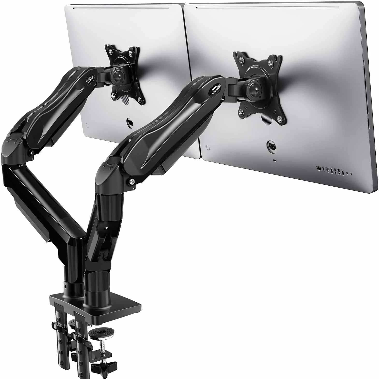 HUANUO Support Écran PC 2 Écrans 13-32 Pouces, Bras VESA 75x75/100x100mm Noir