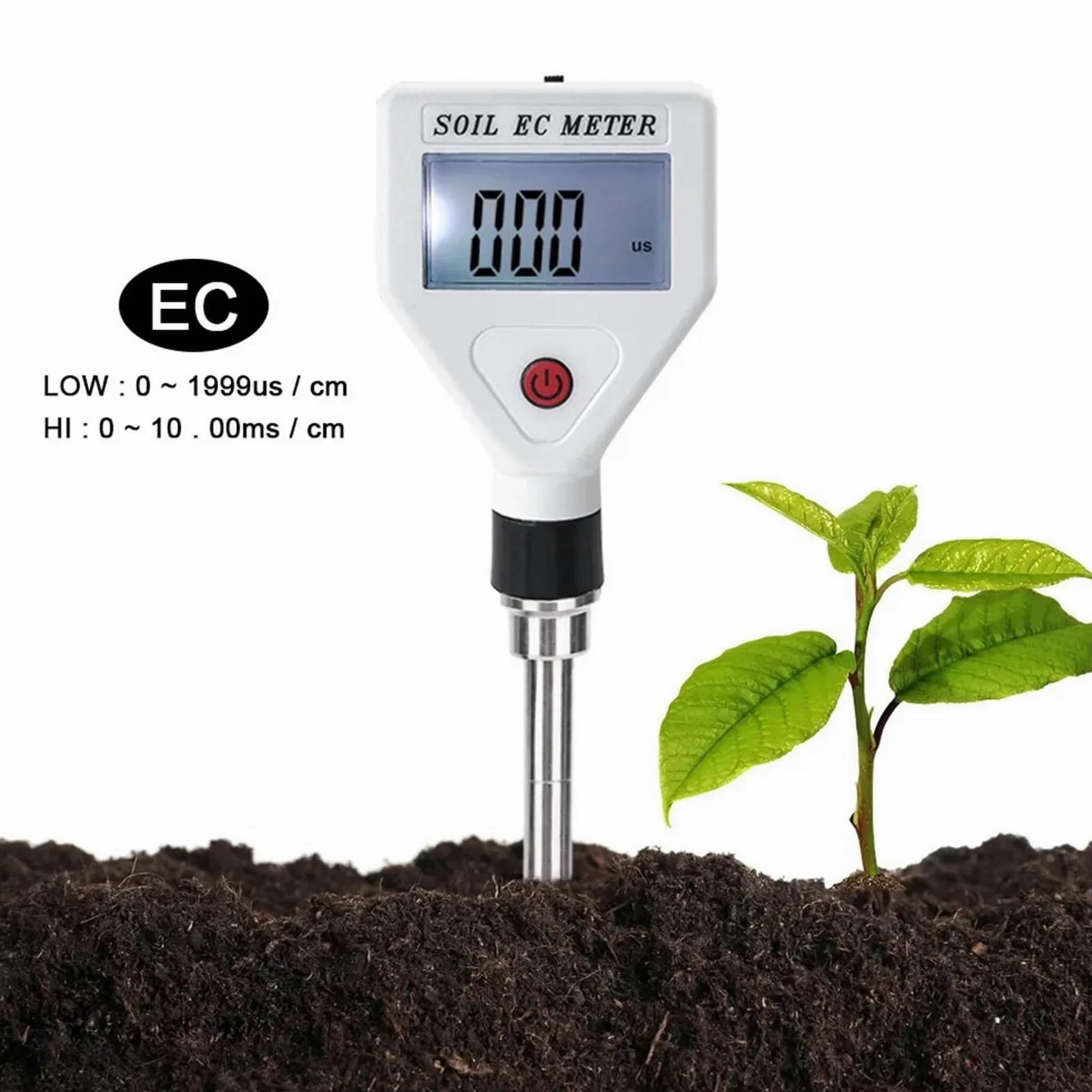 Compteur EC de Sol Professionnel 0-1999us/cm, sonde métallique Haute précision, testeur conductivité numérique ATC for Le Jardinage Fleurs et Les Terres agricoles Jardinage, Agriculture
