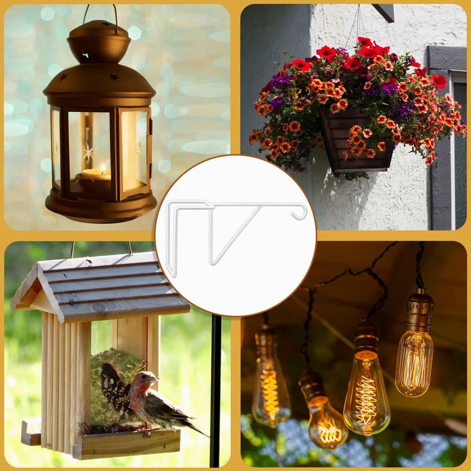 Lot de 6 crochets de clôture en vinyle pour extérieur et intérieur, robustes et durables pour pots de fleurs, mangeoires à oiseaux, paniers, lumières, paniers de fleurs, équipement de piscine