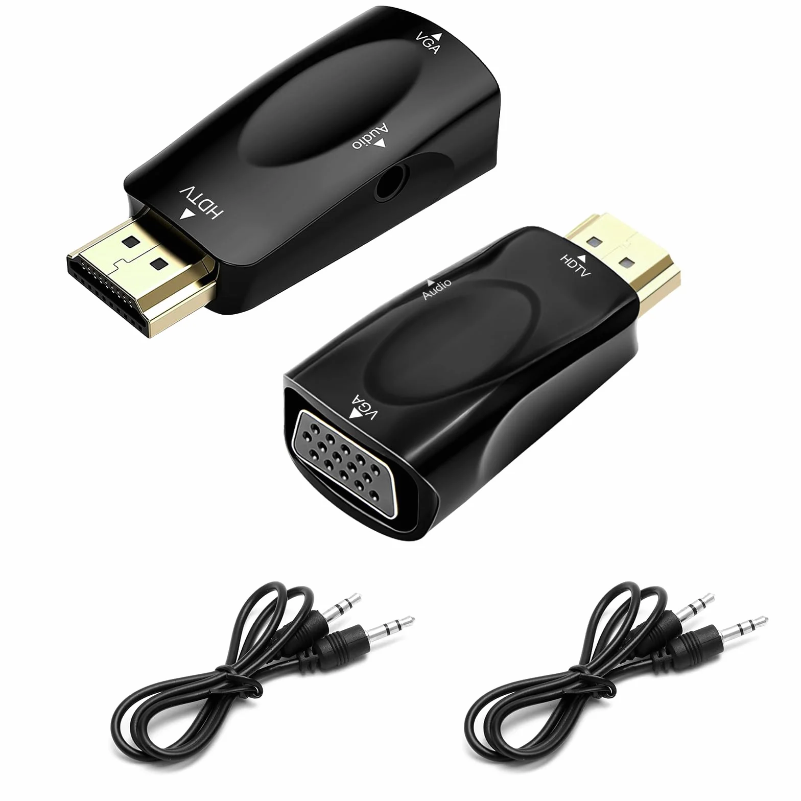 Adaptateur HDMI vers VGA 2 Pièces – Convertisseur HDMI VGA 1080P Full HD Jack 3.5mm
