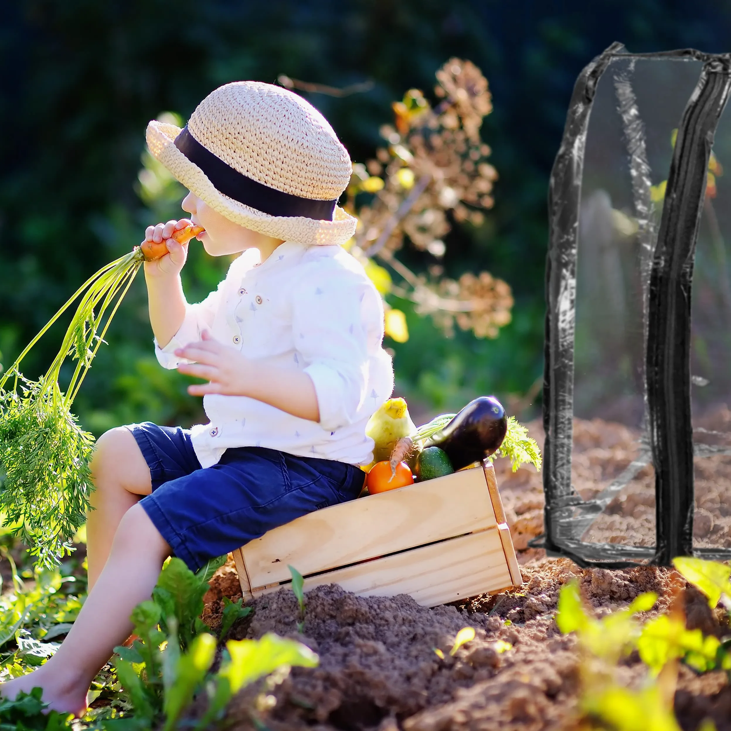 Relaxdays Serre de Jardin, Tunnel plantations, H x L x P : 50 x 130 x 60 cm, Tunnel avec Porte, PVC, Transparent/Noir