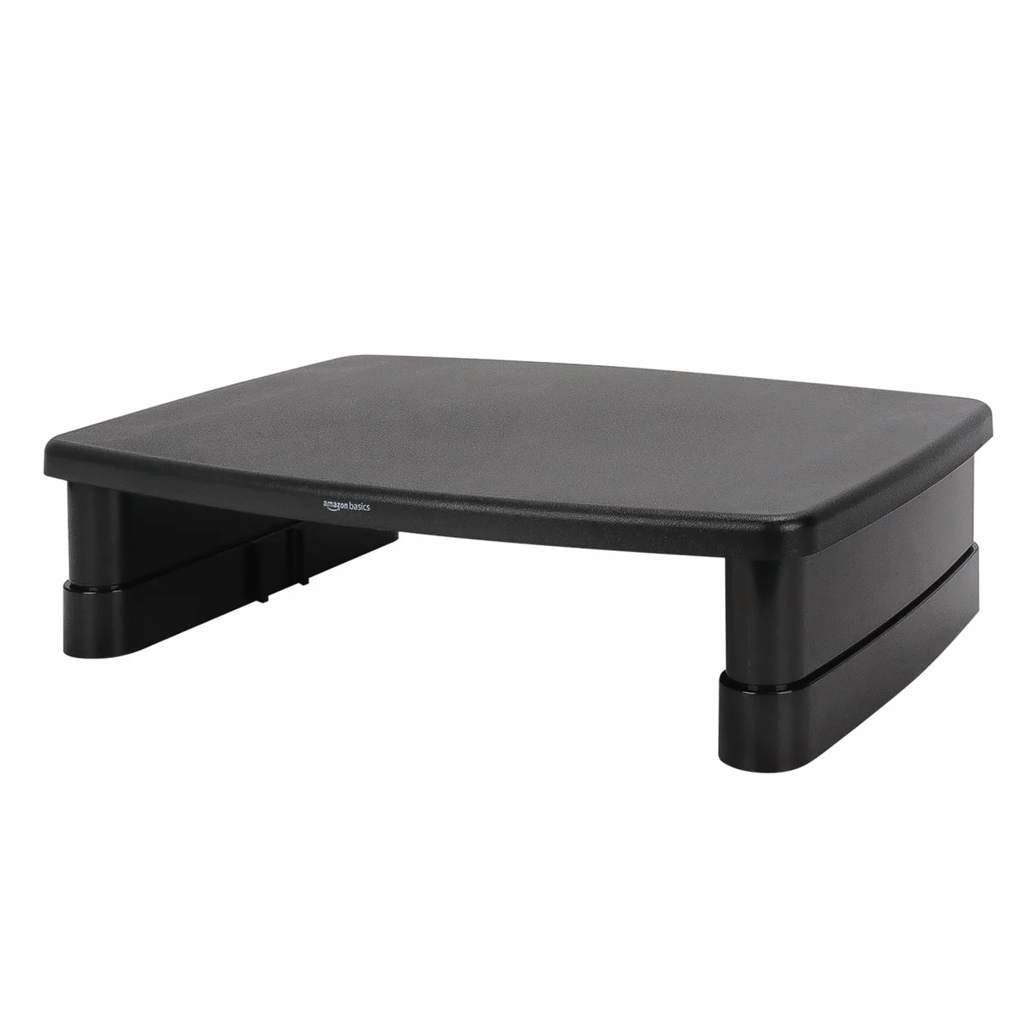 Amazon Basics Rehausseur de Moniteur Réglable en Hauteur, Design Empilable 3 Niveaux, Plastique ABS, 10kg, Noir